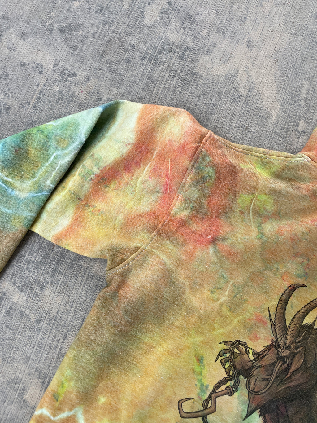 Krampus Orange and Green Geode Tie Dye Hoodie | Men's Medium