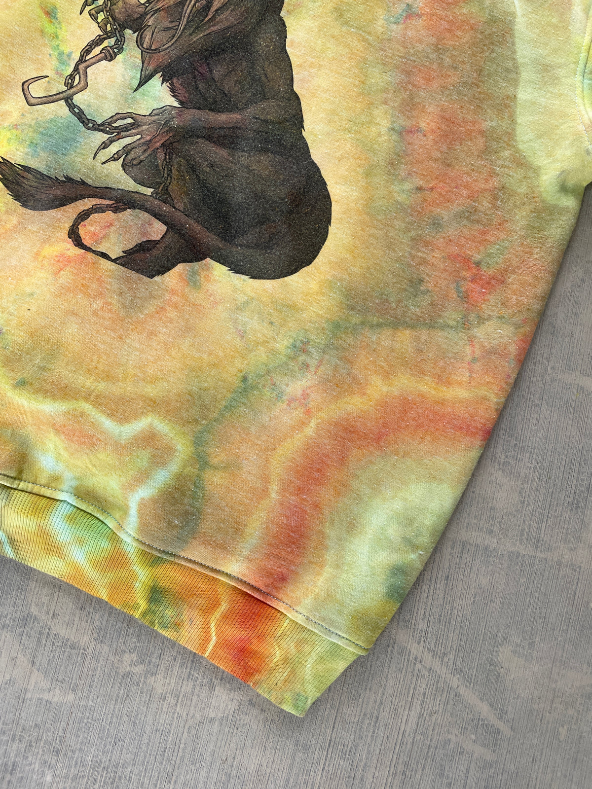 Krampus Orange and Green Geode Tie Dye Hoodie | Men's Medium