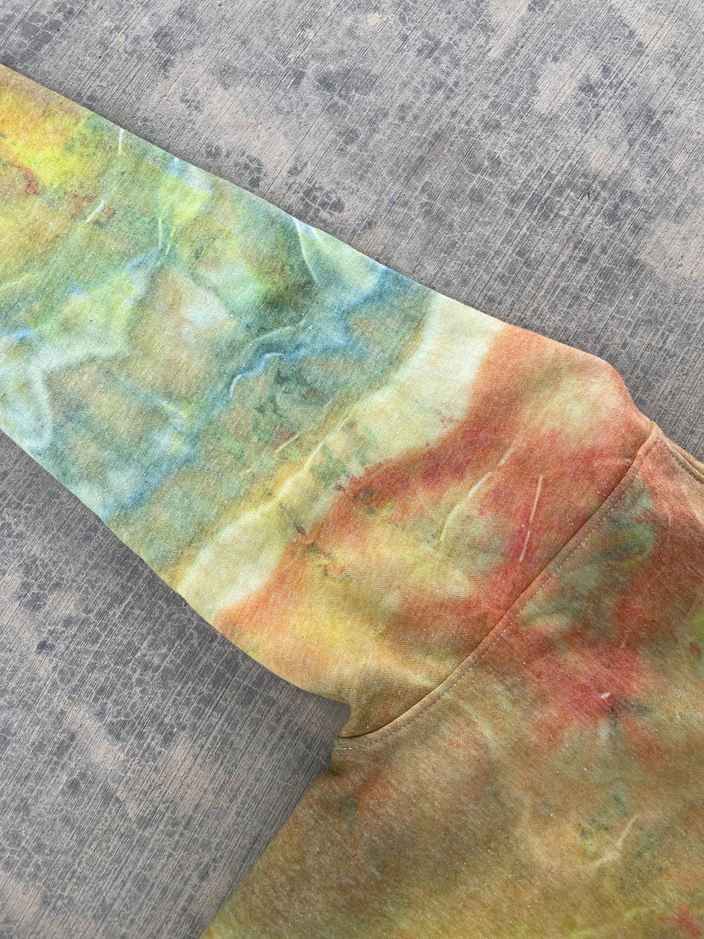 Krampus Orange and Green Geode Tie Dye Hoodie | Men's Medium
