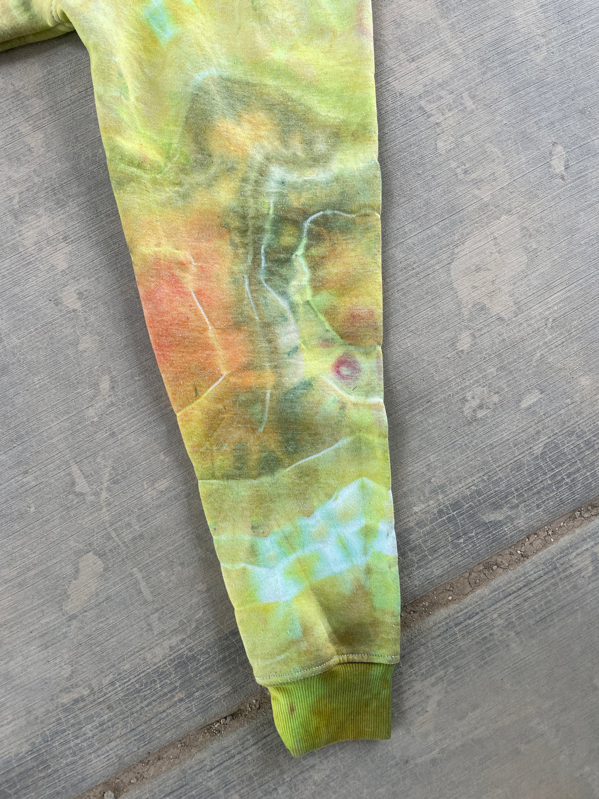 Krampus Orange and Green Geode Tie Dye Hoodie | Men's Medium