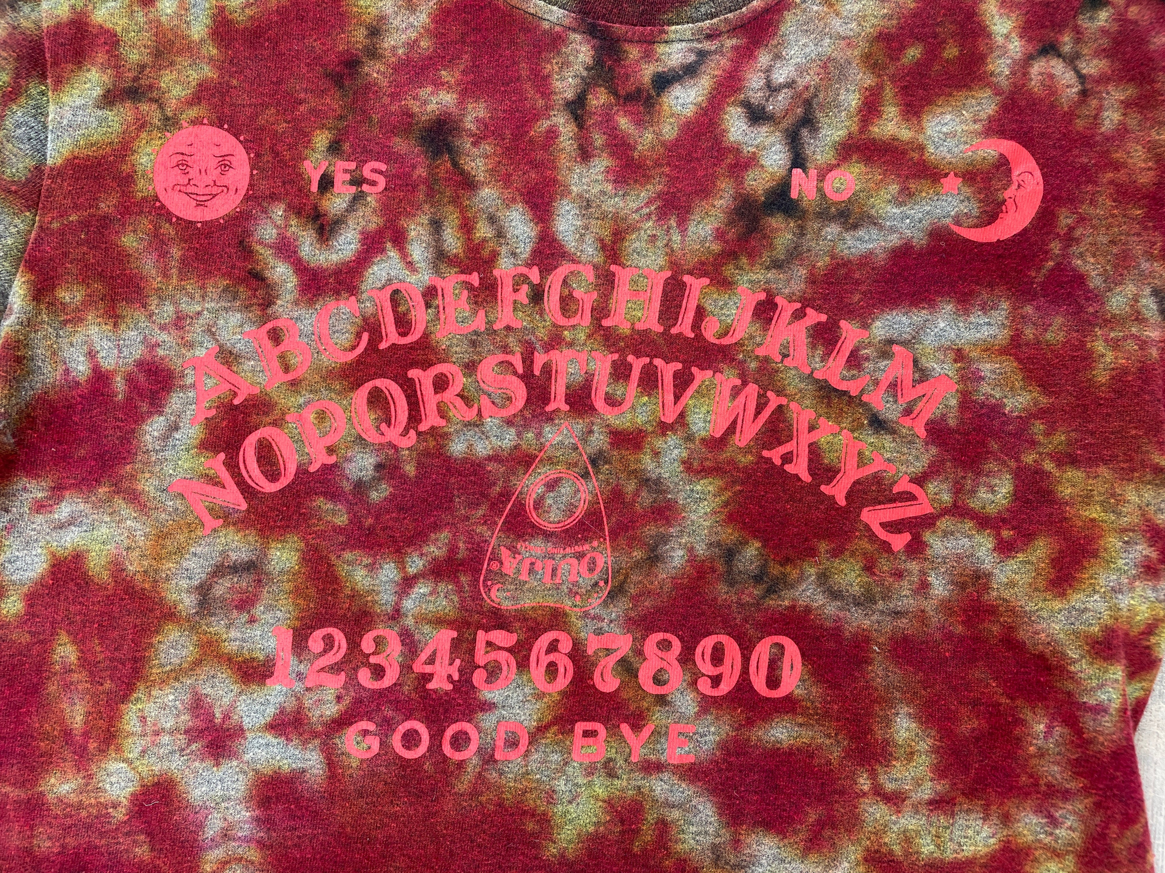 Women's Small Ouija Board Reverse Tie Dye Short Sleeve Crop Top