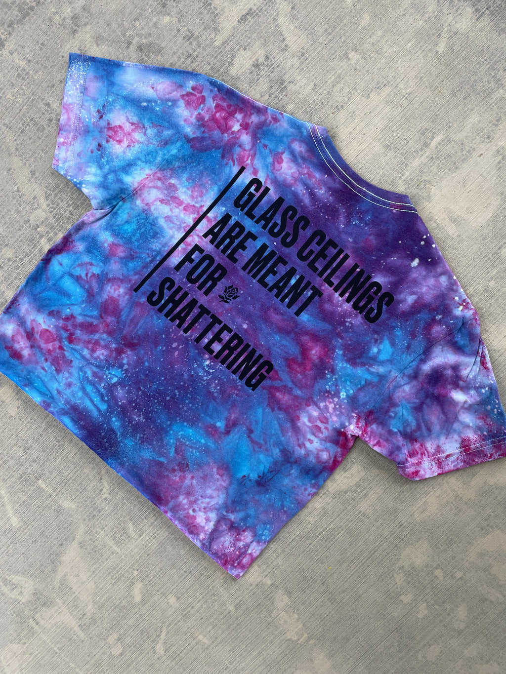 Glass Ceilings Are Meant for Shattering Galaxy Tie Dye Short Sleeve Crop Top
