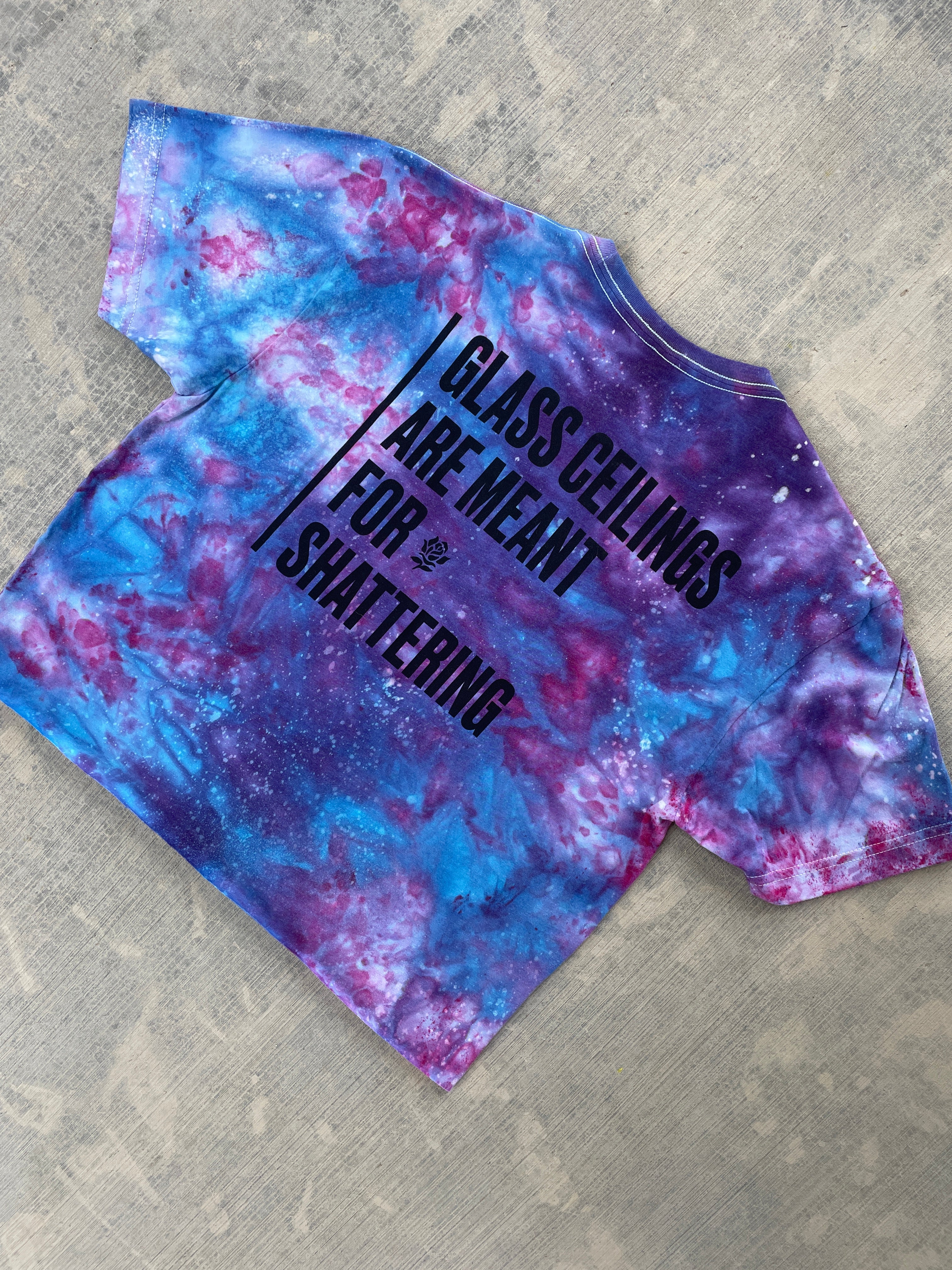 Glass Ceilings Are Meant for Shattering Galaxy Tie Dye Short Sleeve Crop Top