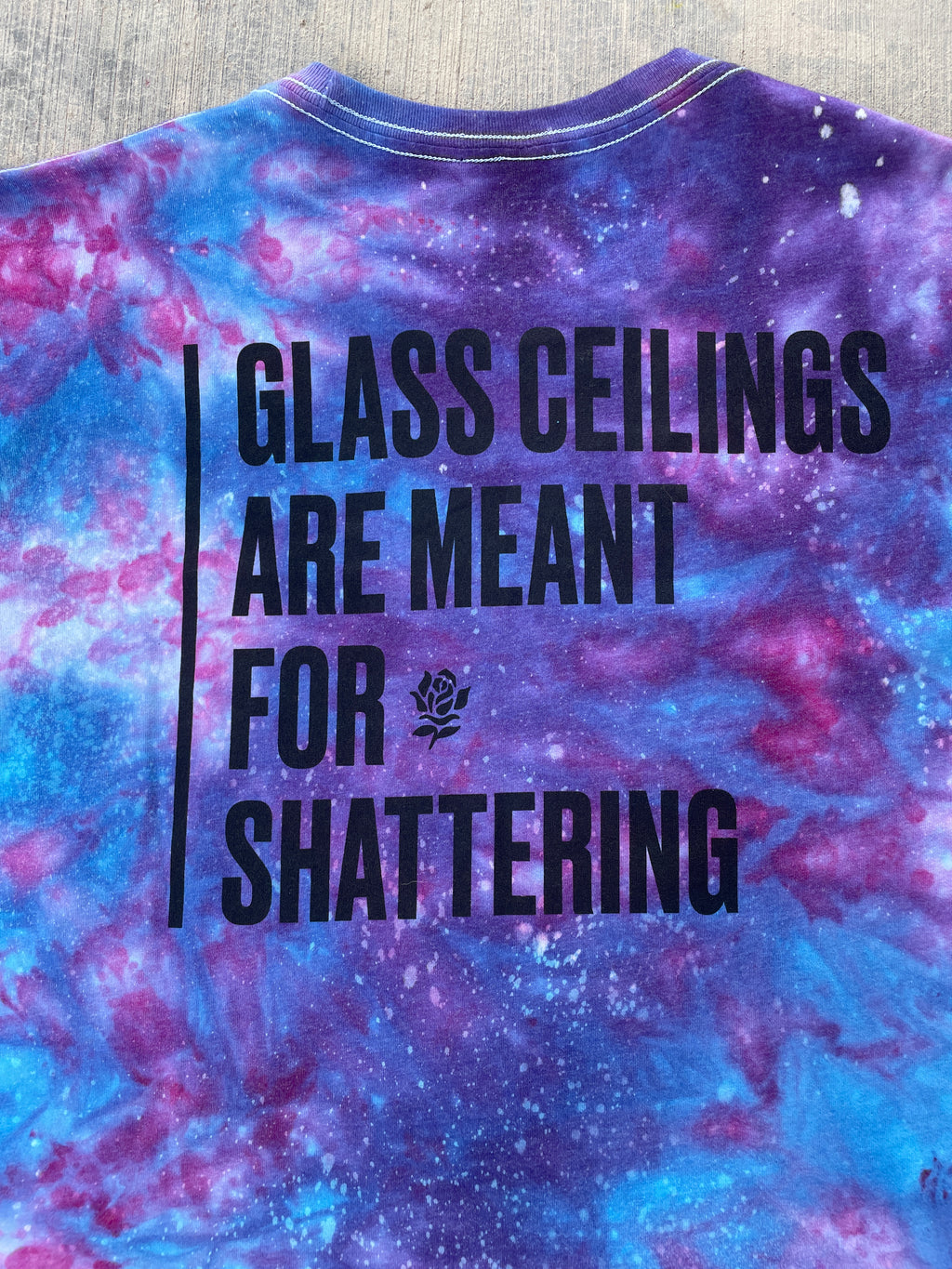 Glass Ceilings Are Meant for Shattering Galaxy Tie Dye Short Sleeve Crop Top