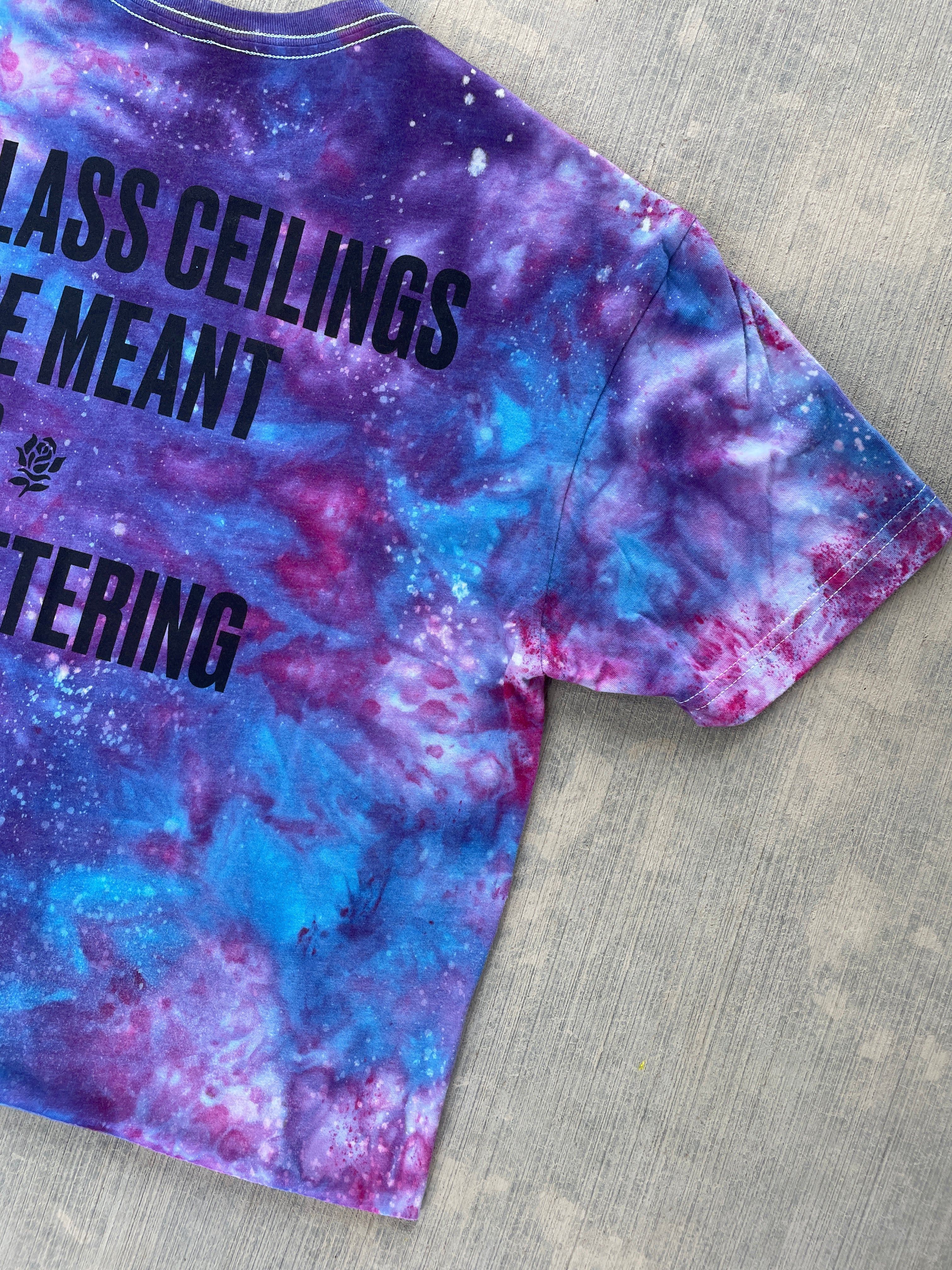 Glass Ceilings Are Meant for Shattering Galaxy Tie Dye Short Sleeve Crop Top