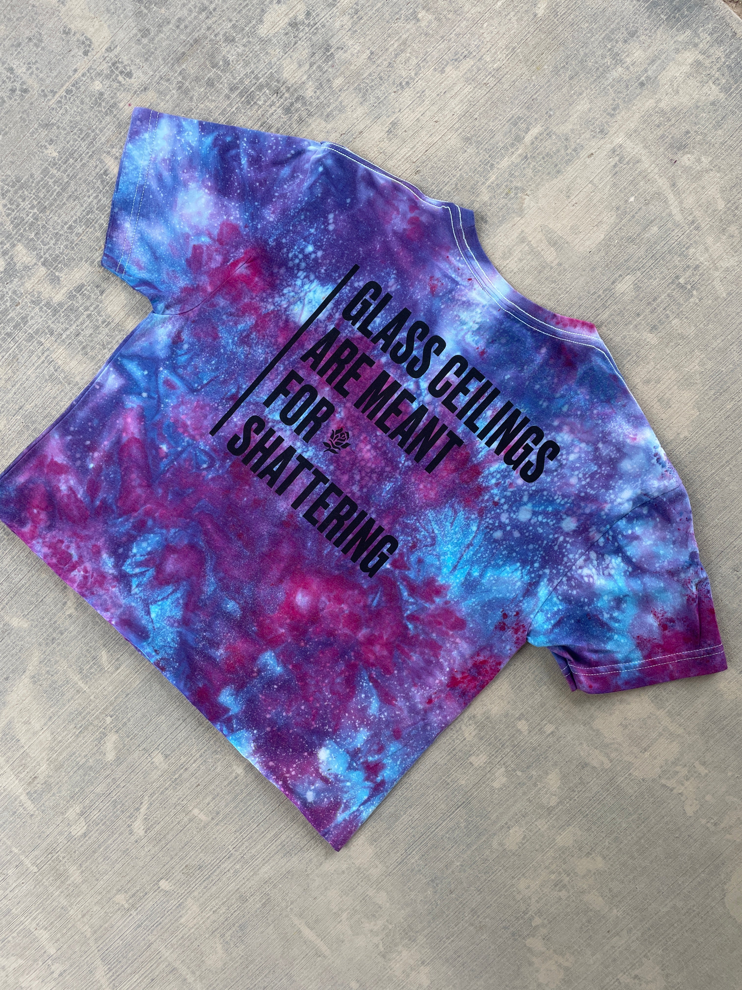 Glass Ceilings Are Meant for Shattering Galaxy Tie Dye Short Sleeve Crop Top