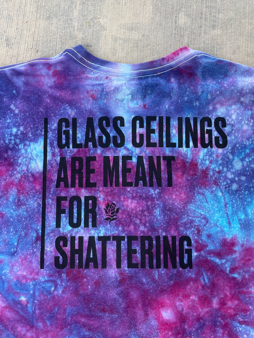 Glass Ceilings Are Meant for Shattering Galaxy Tie Dye Short Sleeve Crop Top