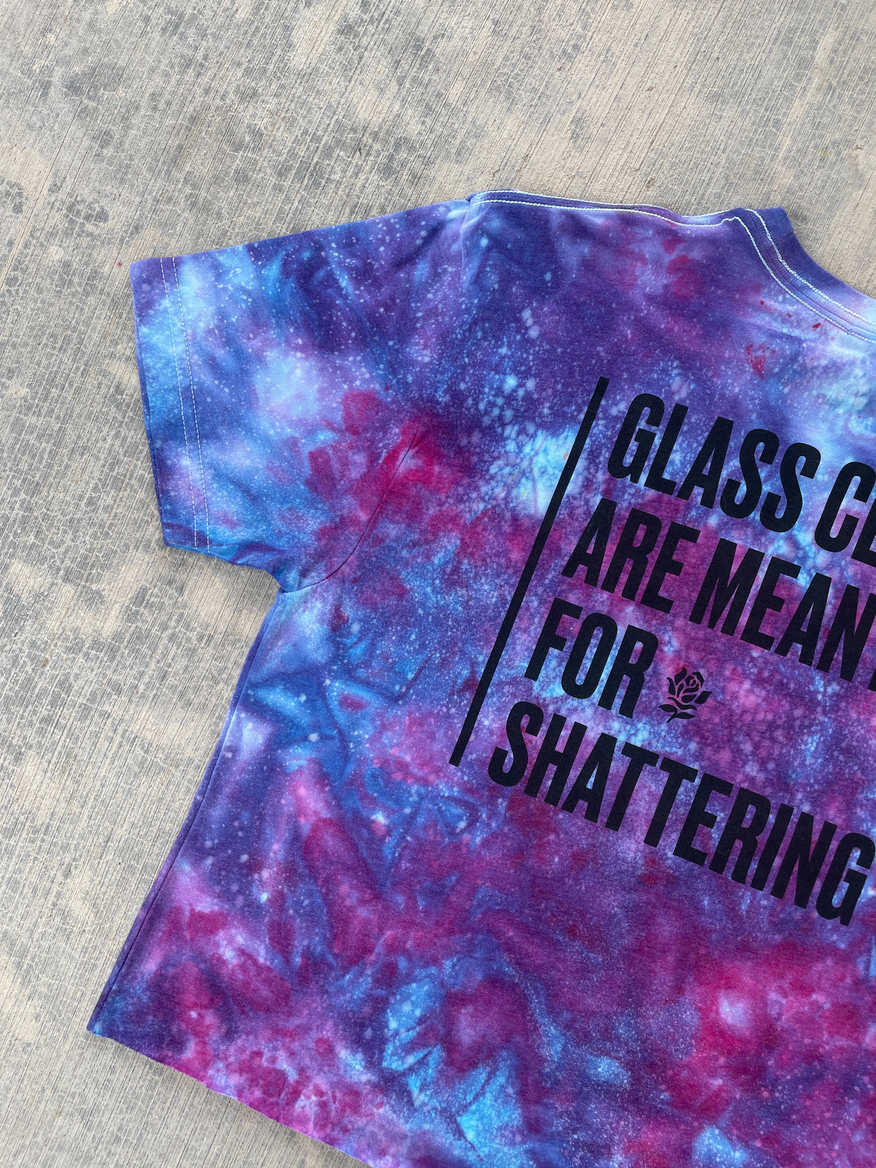 Glass Ceilings Are Meant for Shattering Galaxy Tie Dye Short Sleeve Crop Top