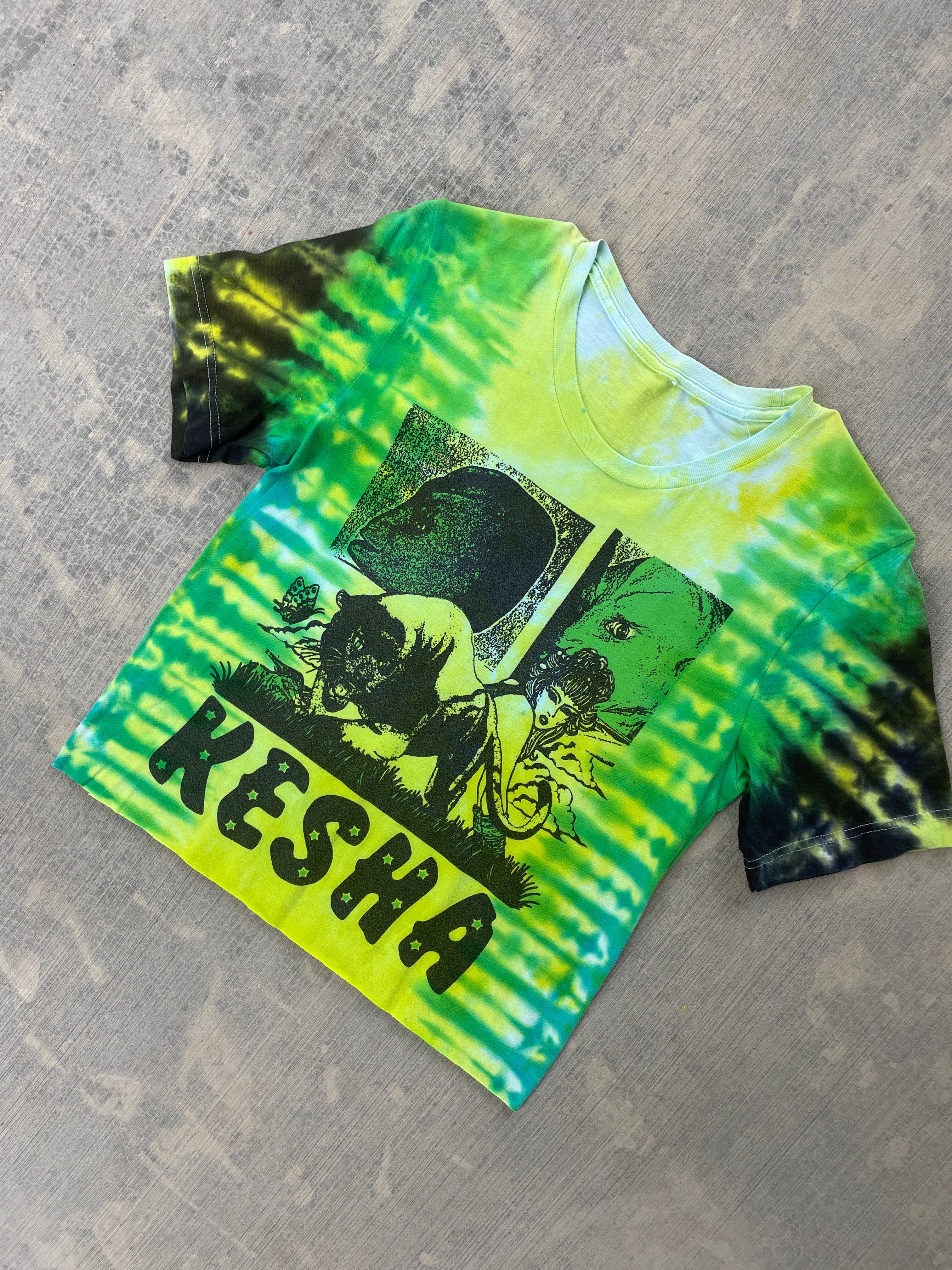 Women's Small Kesha Learn to Let Go Tie Dye Short Sleeve Crop Top
