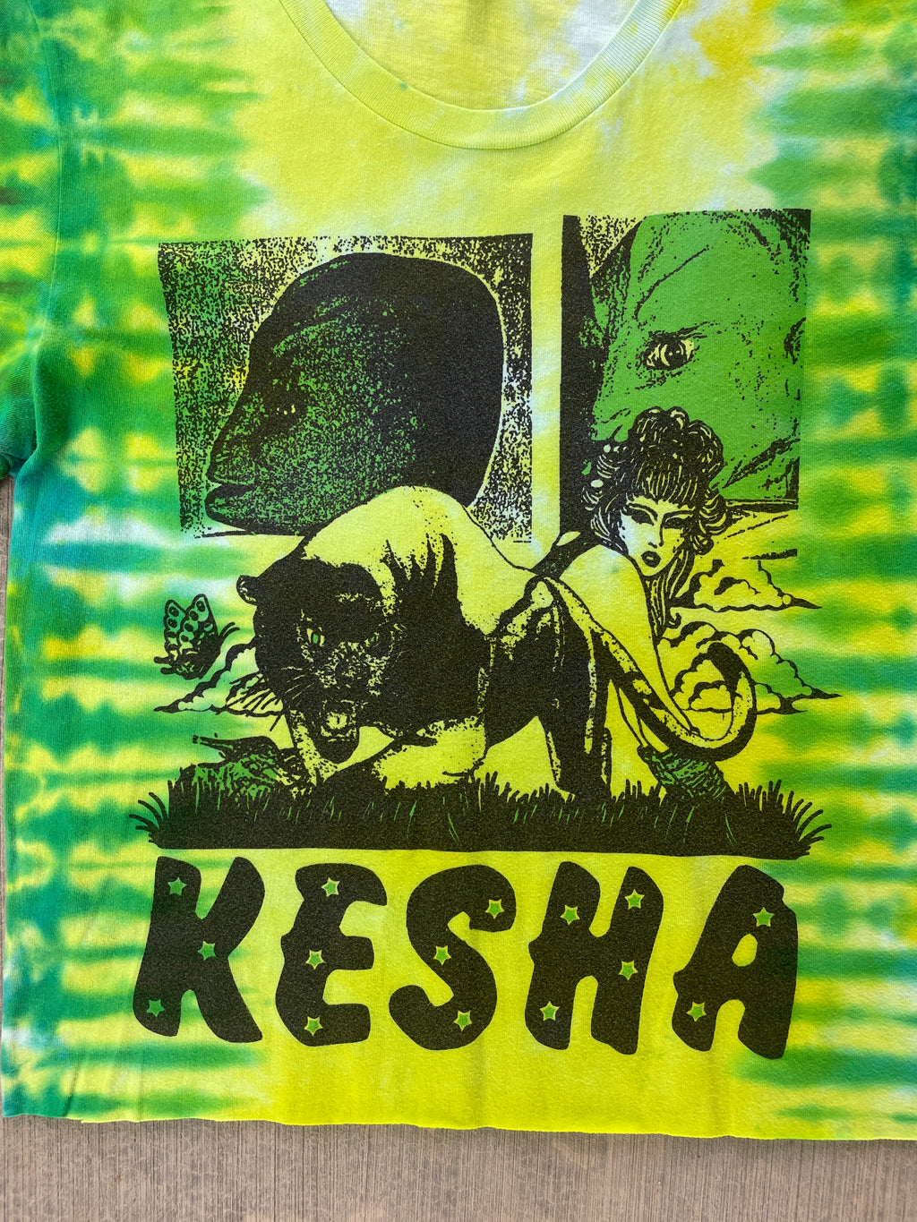Women's Small Kesha Learn to Let Go Tie Dye Short Sleeve Crop Top