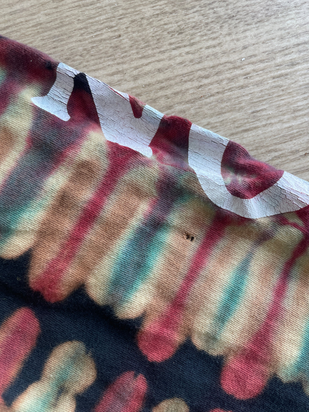 MEDIUM Men’s Burton Burlington Flagship Store Handmade Reverse Tie Dye T-Shirt | One-Of-a-Kind Black, Blue, and Red Long Sleeve