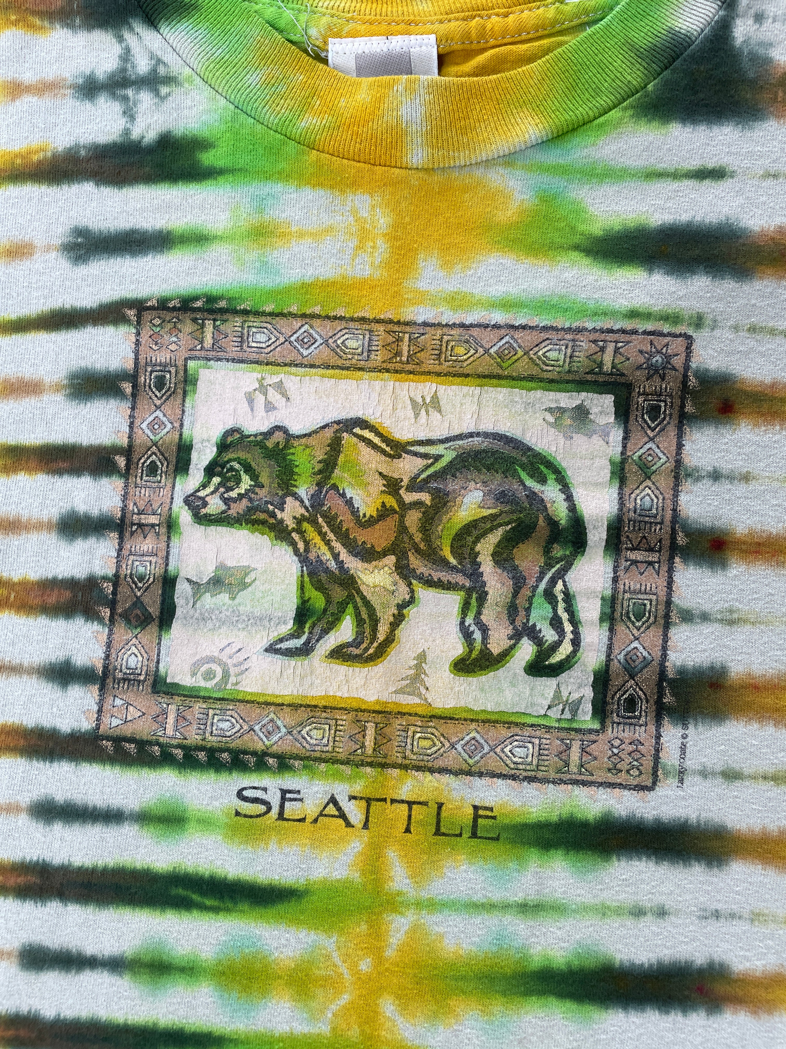 Men's Small Vintage Seattle Bear Handmade Tie Dye Short Sleeve Crop Top