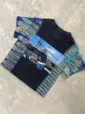 Ice Cube Low Rider Black and Blue Short Sleeve Tie Dye Crop Top | Men's Small