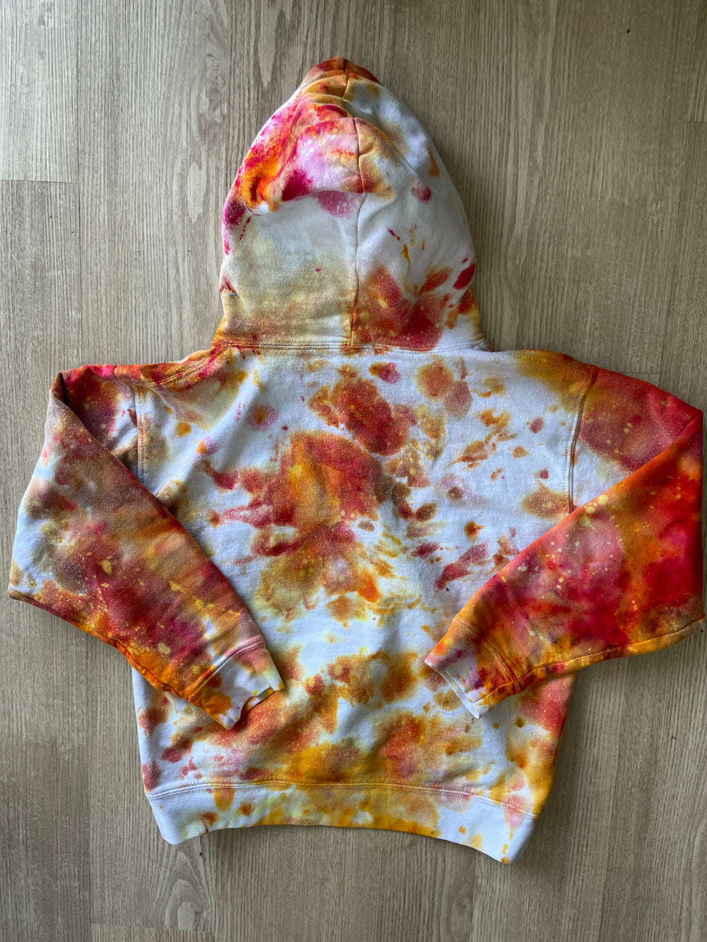 SMALL Women's Monarch Butterfly Galaxy Handmade Tie Dye Sweatshirt | One-Of-a-Kind Orange and White Long Sleeve Hoodie