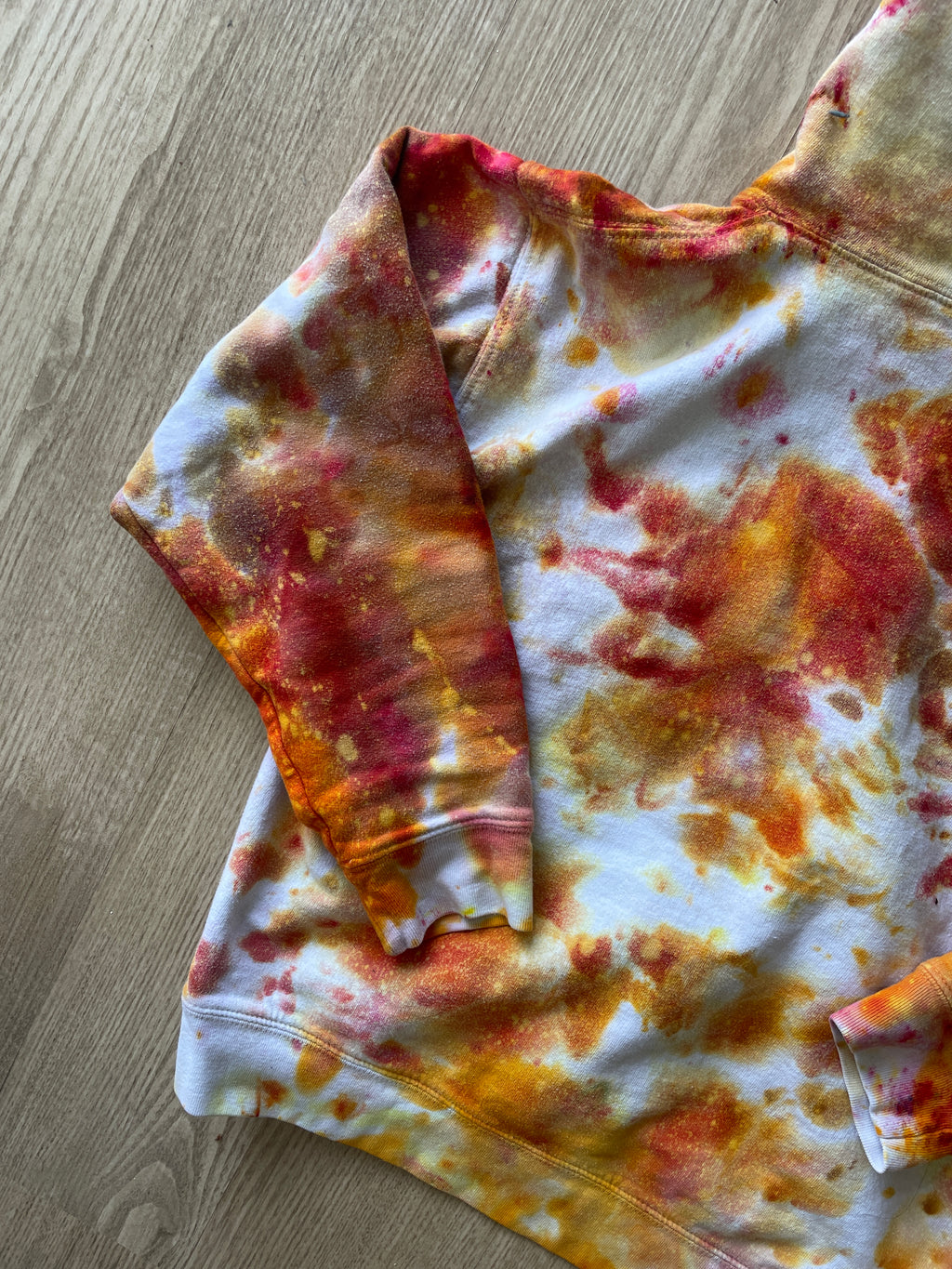 SMALL Women's Monarch Butterfly Galaxy Handmade Tie Dye Sweatshirt | One-Of-a-Kind Orange and White Long Sleeve Hoodie