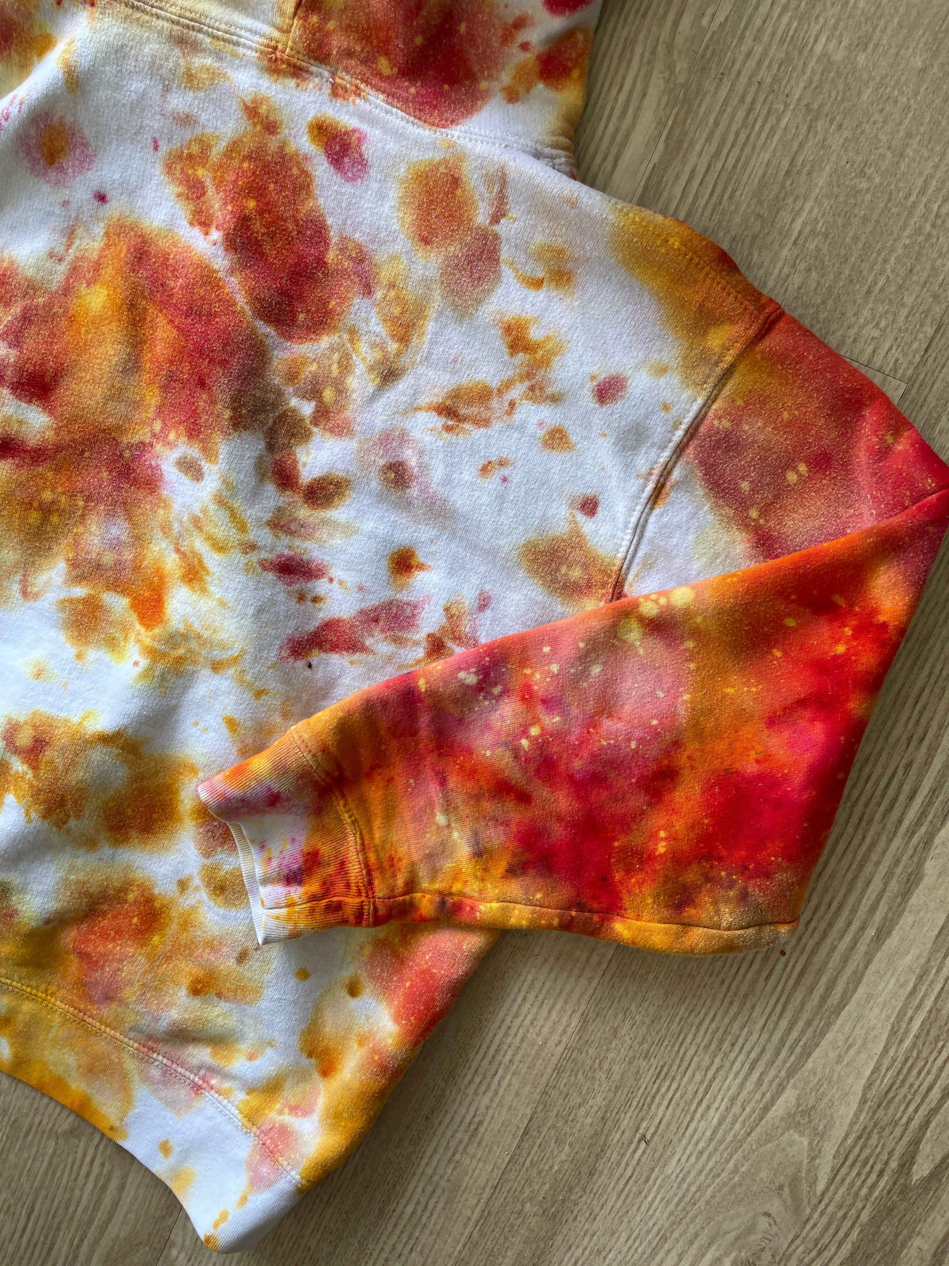 SMALL Women's Monarch Butterfly Galaxy Handmade Tie Dye Sweatshirt | One-Of-a-Kind Orange and White Long Sleeve Hoodie