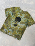 Misprinted Send It Skull Green and Gray Reverse Tie Dye Short Sleeve T-Shirt | Men's Size XL