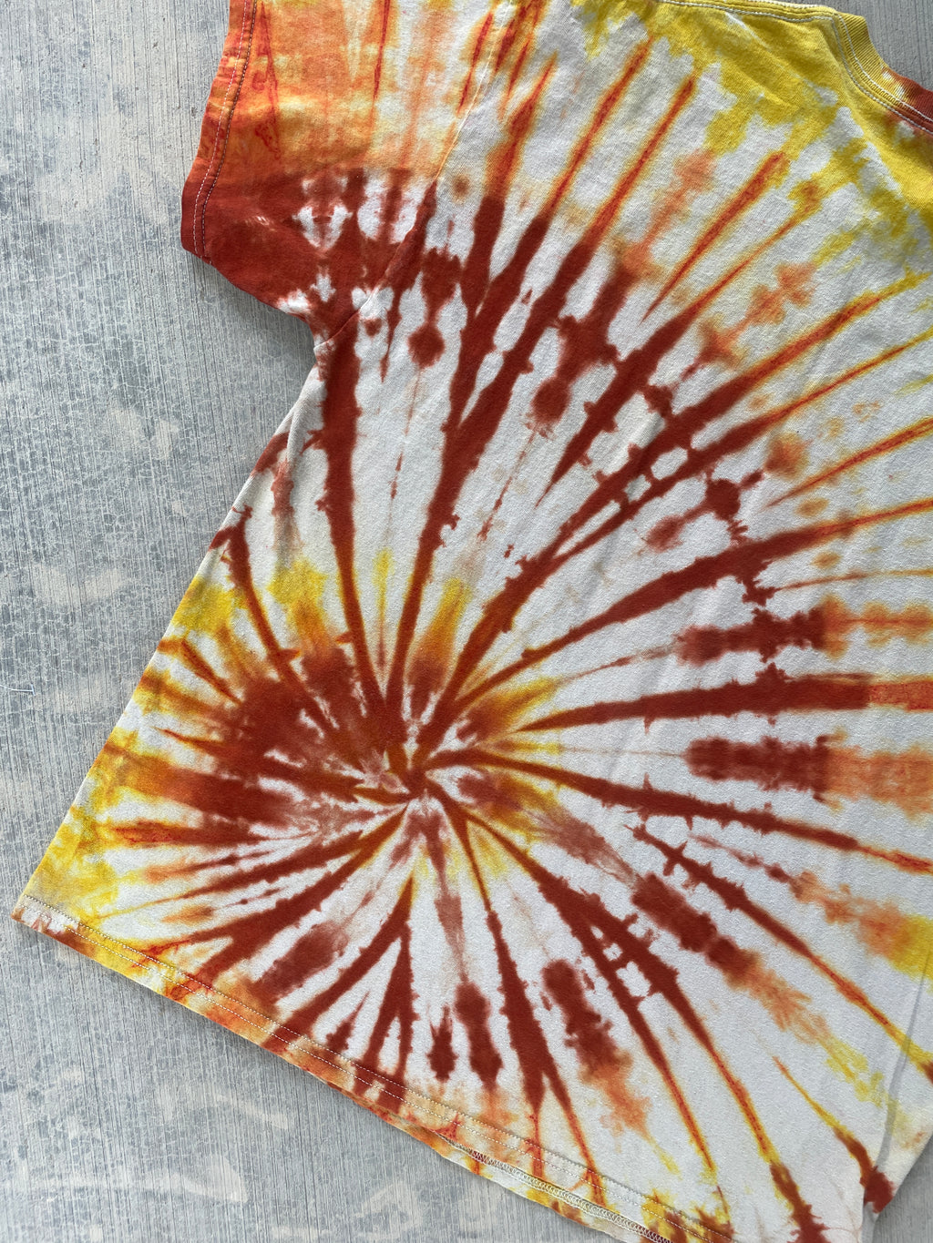 Men's XL Send It Skull Handmade Orange and Yellow Tie Dye Short Sleeve T-Shirt