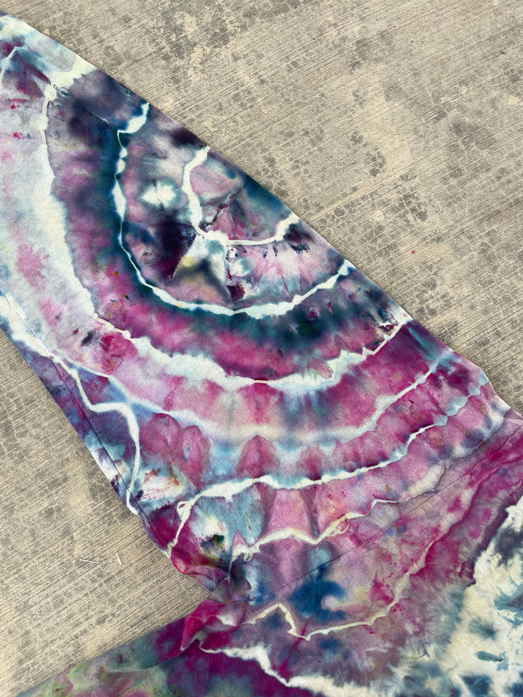 Wild Horse Stampede Teal & Pink Geode Tie Dye T-Shirt | Men's Large, Long Sleeve