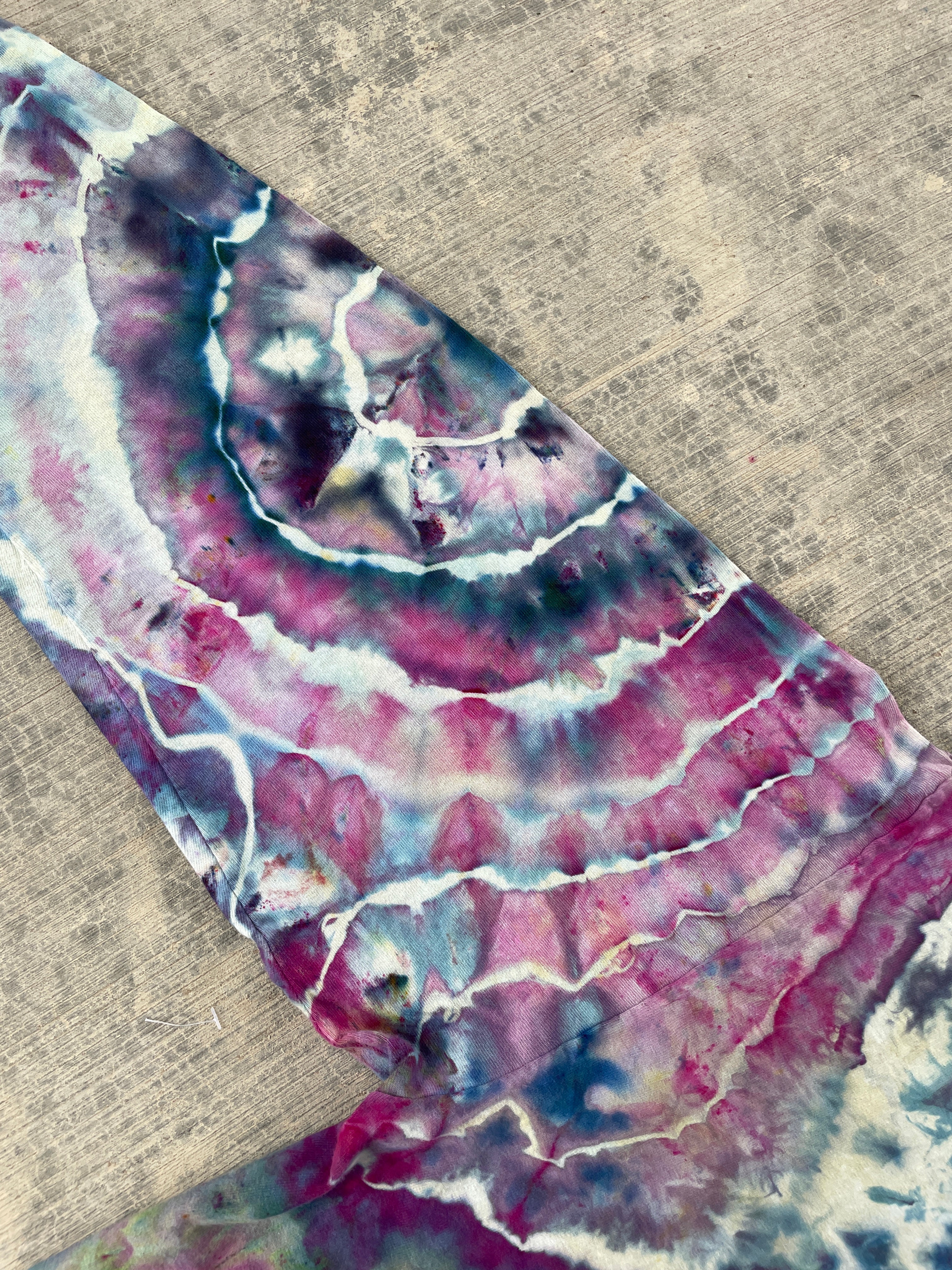 Wild Horse Stampede Teal & Pink Geode Tie Dye T-Shirt | Men's Large, Long Sleeve