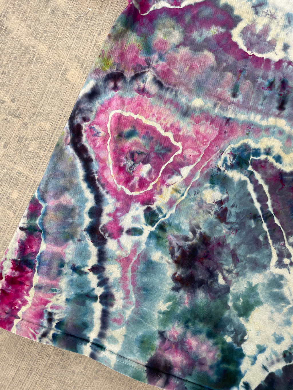 Wild Horse Stampede Teal & Pink Geode Tie Dye T-Shirt | Men's Large, Long Sleeve