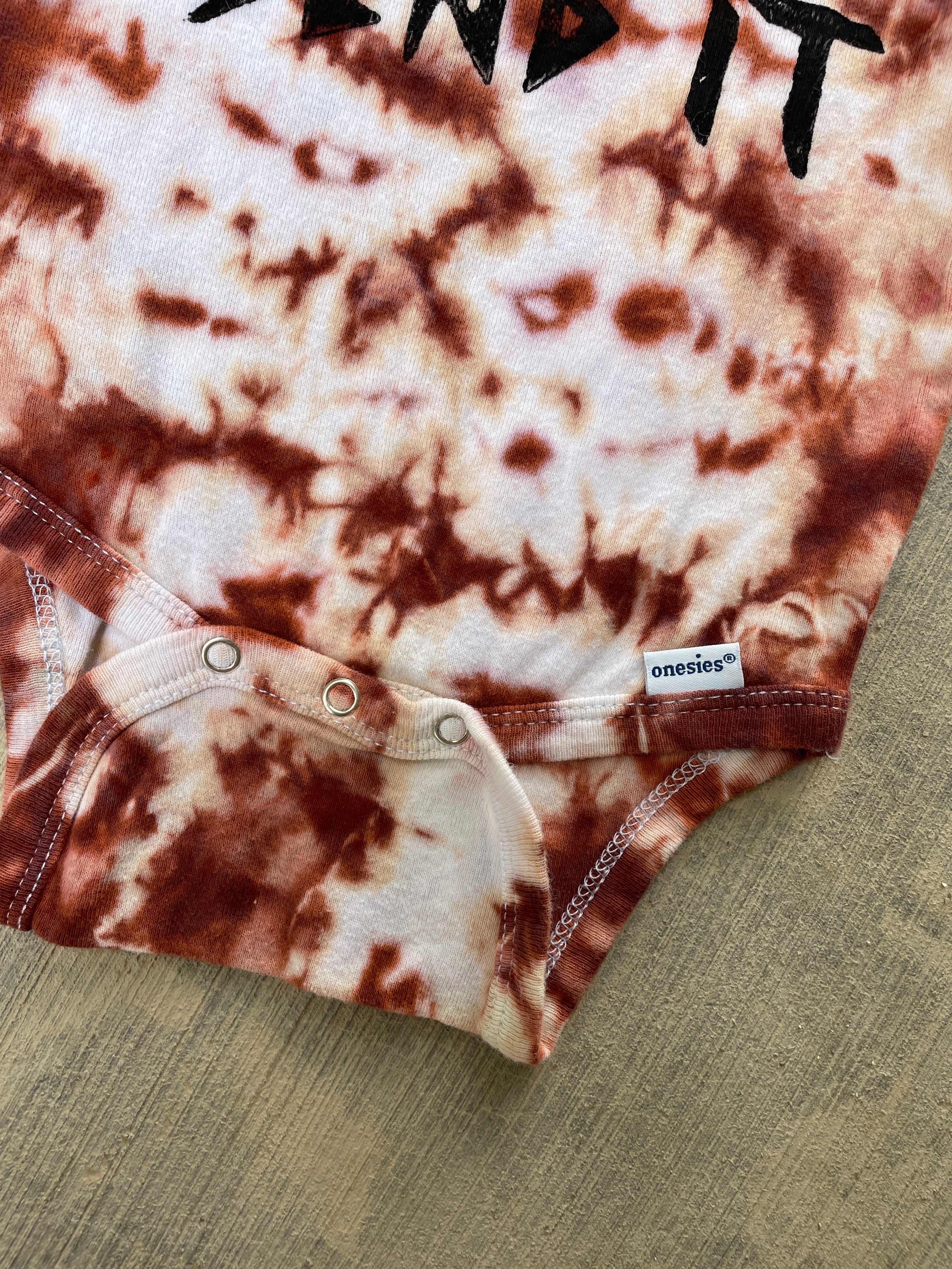 18 MO Pink & White Send It Climbing Shoe Tie Dye Short Sleeve Baby Onesie