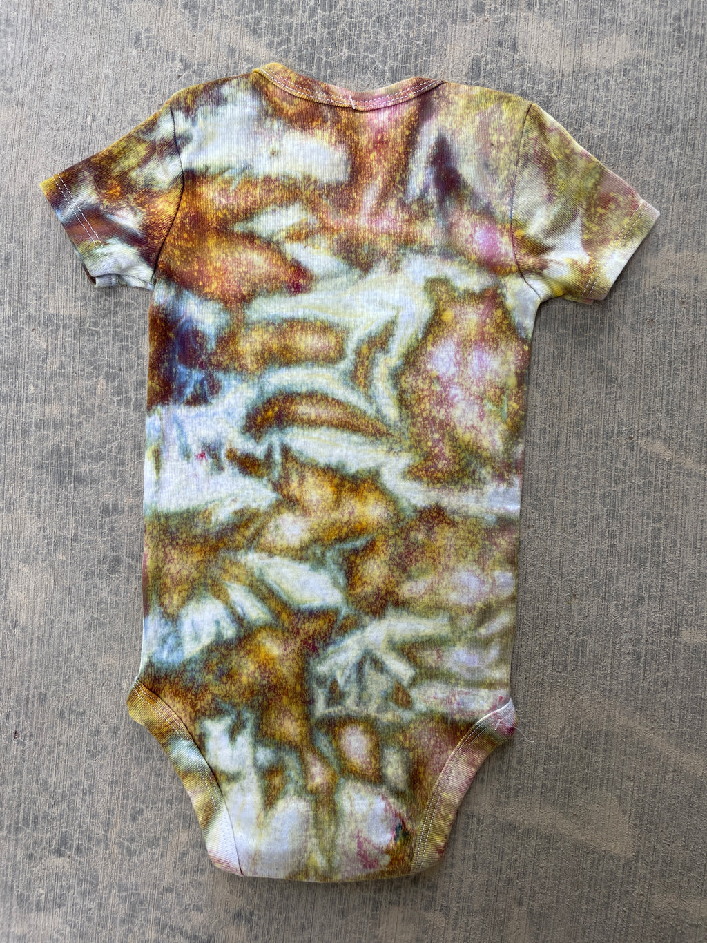 12 MO Yellow and Blue Climbing Carabiner Galaxy Dye Short Sleeve Baby Onesie