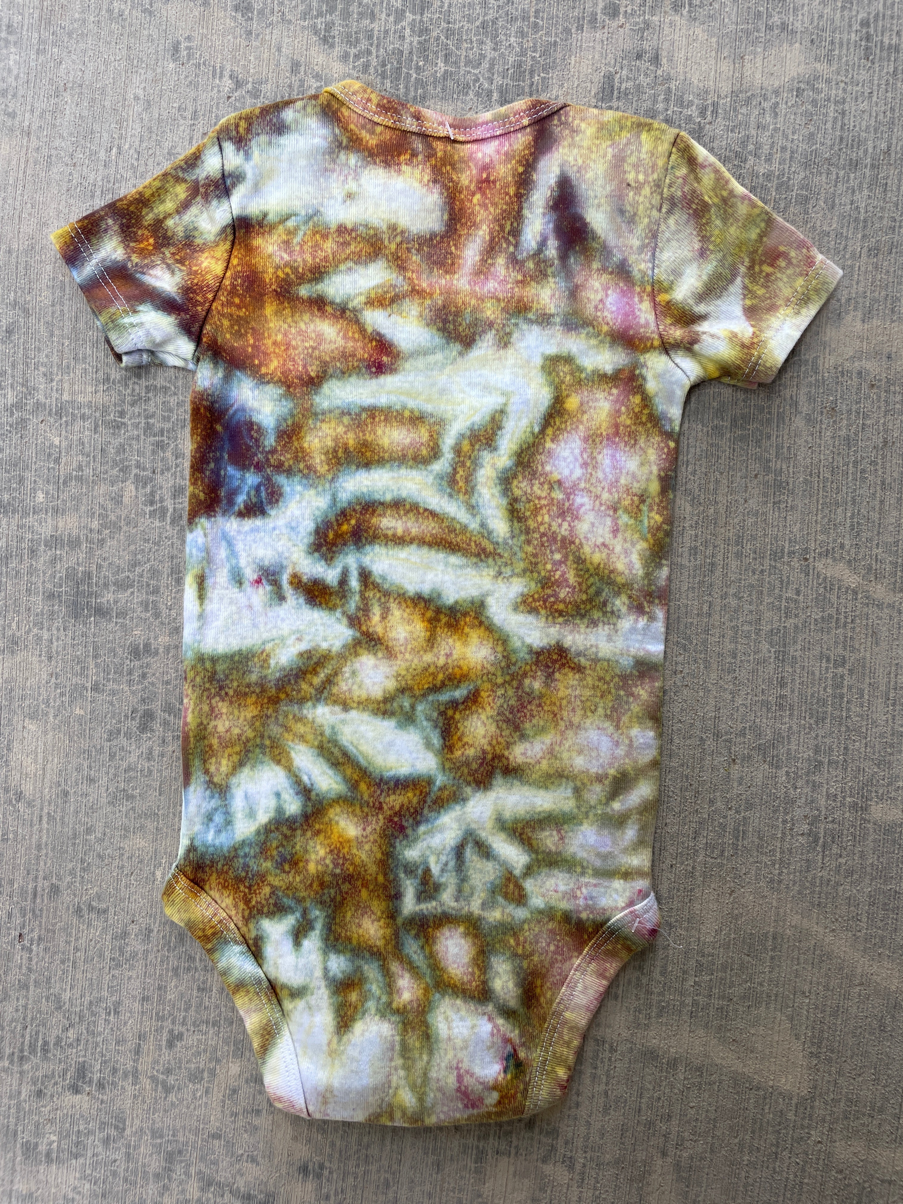 12 MO Yellow and Blue Climbing Carabiner Galaxy Dye Short Sleeve Baby Onesie