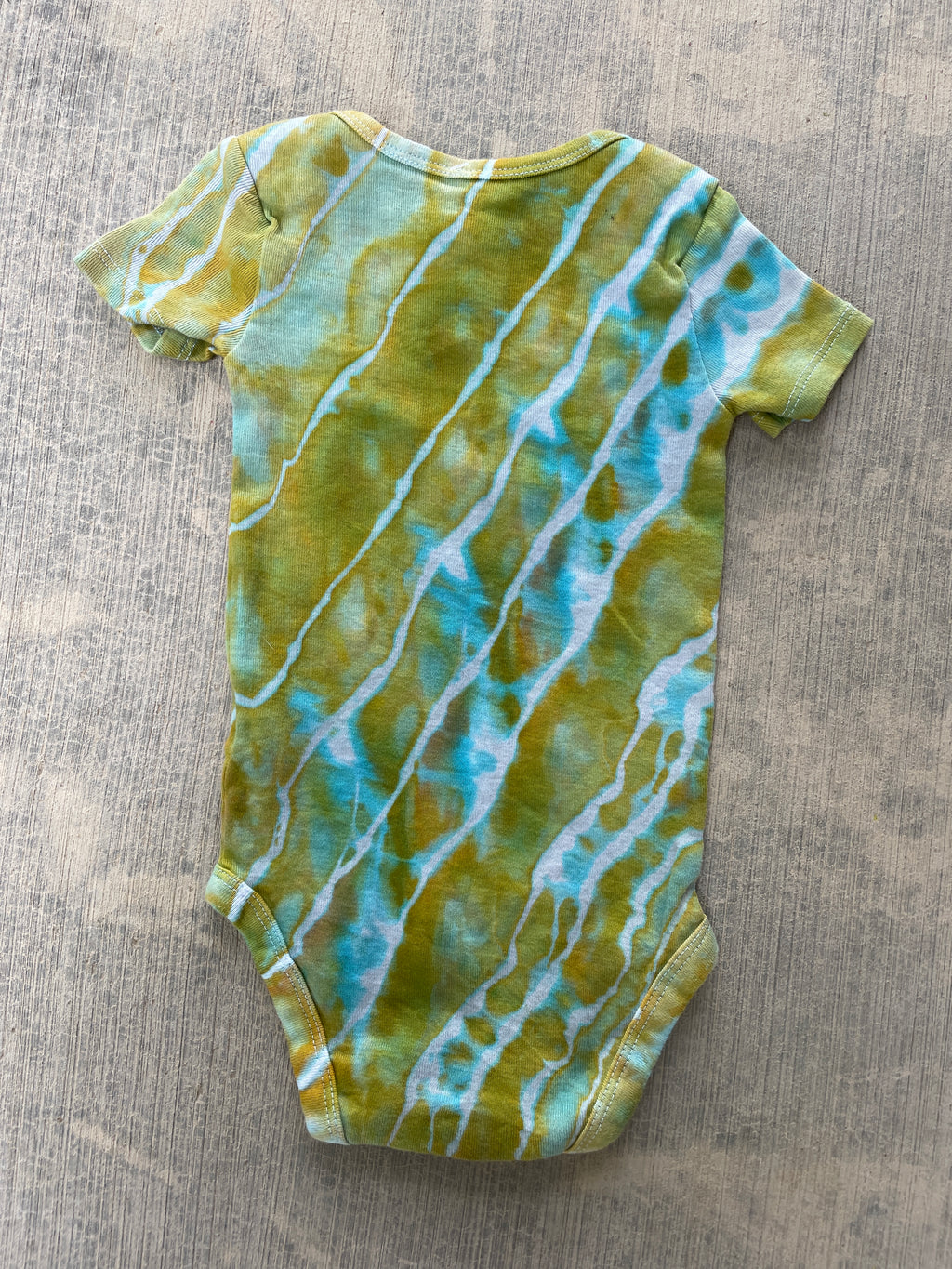 6-9 MO Green and Blue Send It Climbing Shoe Geode Tie Dye Short Sleeve Baby Onesie