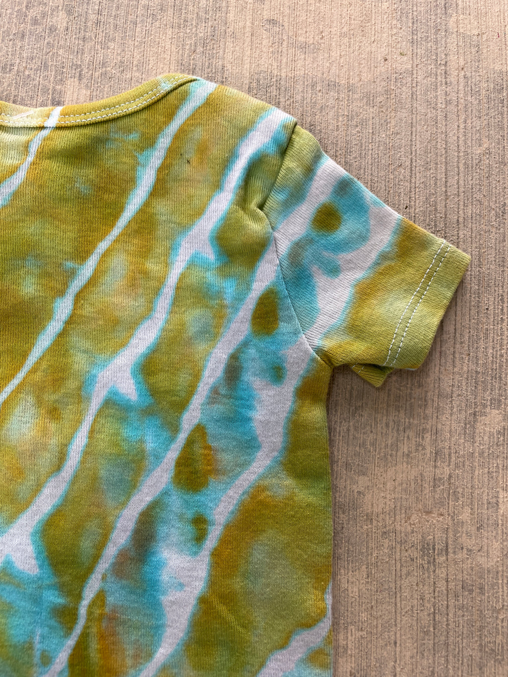 6-9 MO Green and Blue Send It Climbing Shoe Geode Tie Dye Short Sleeve Baby Onesie