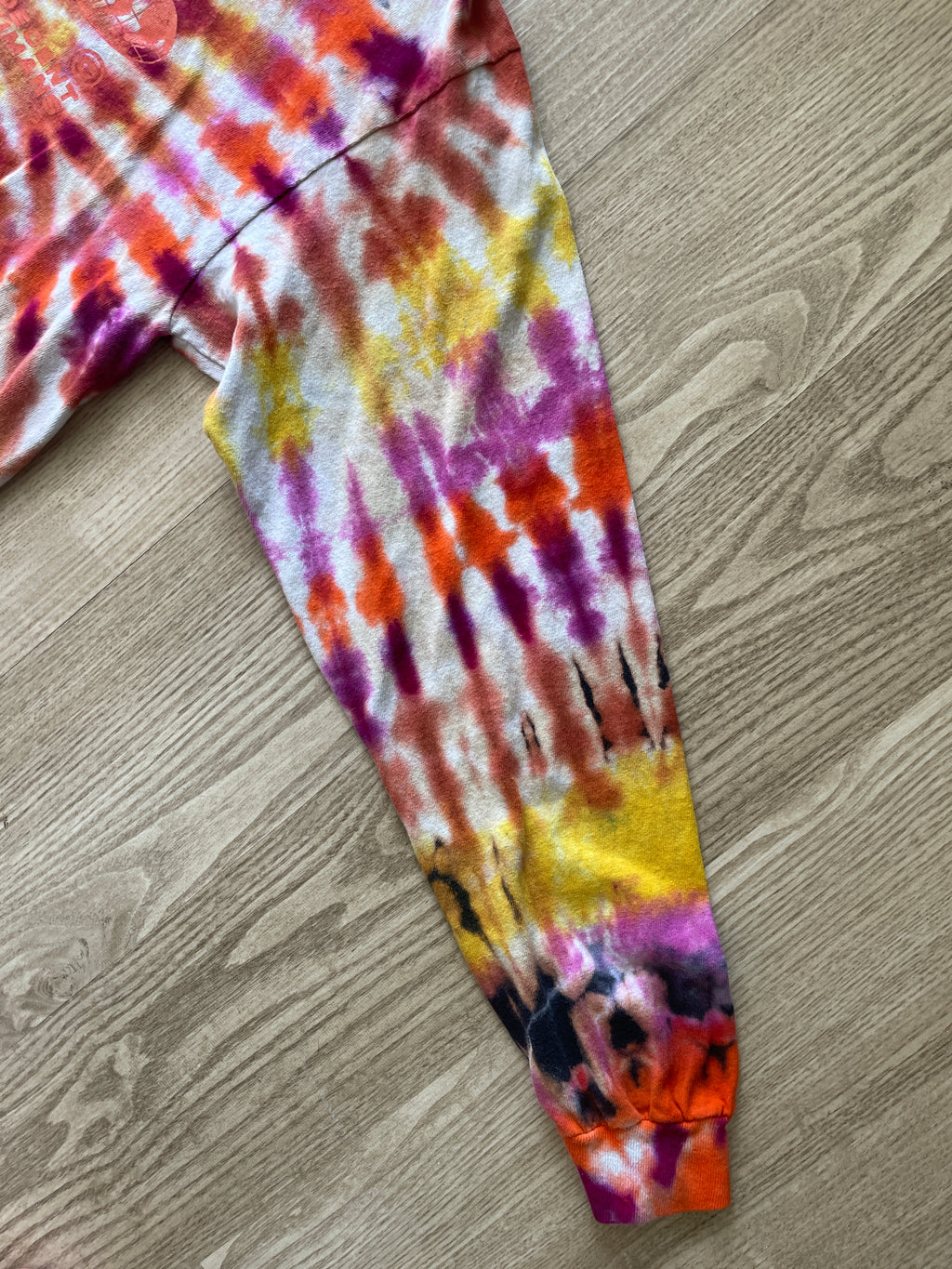 LARGE Men’s Decent Humans Choose Love Handmade Tie Dye T-Shirt | Pink and Orange Long Sleeve Tee