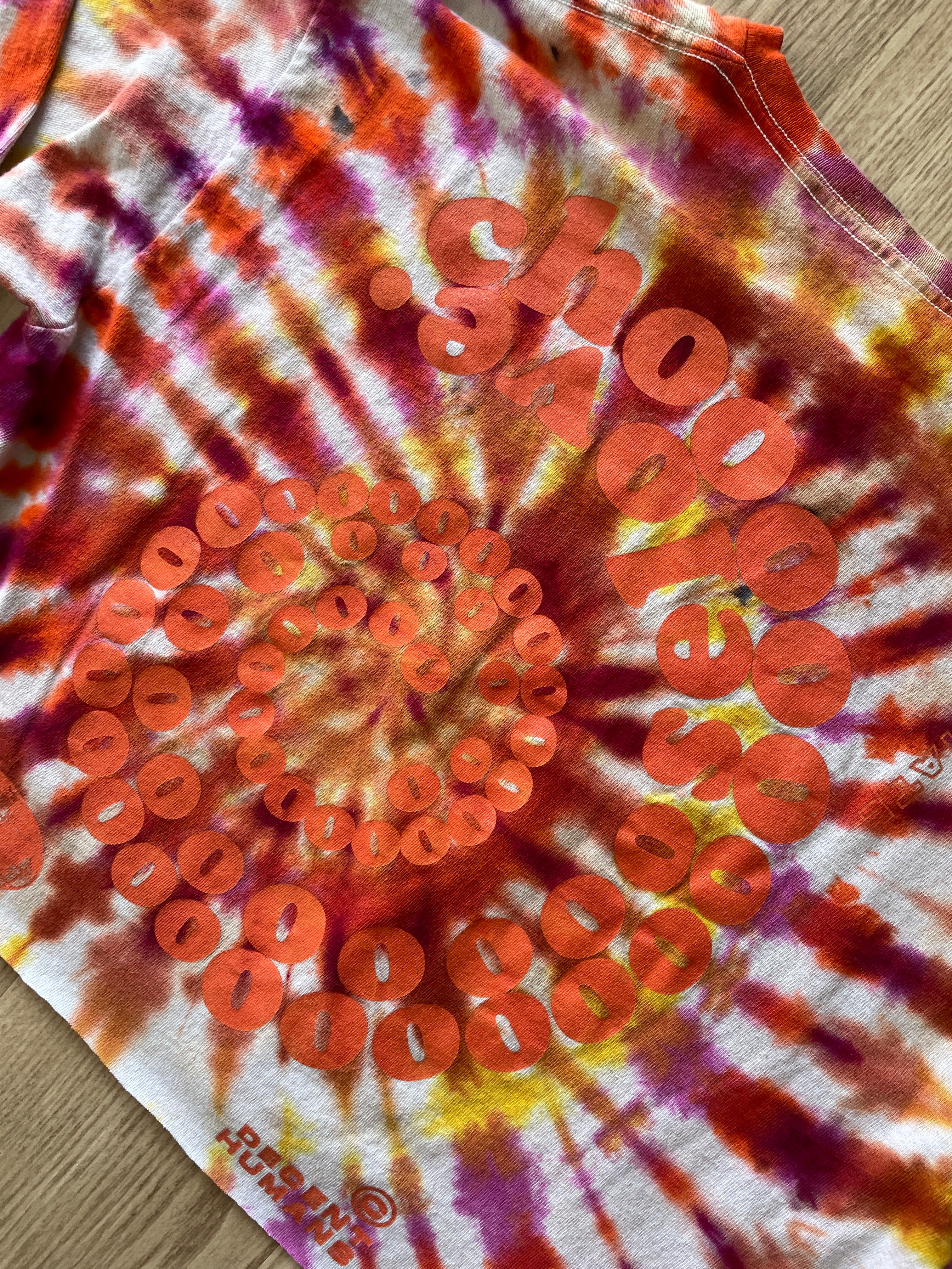 LARGE Men’s Decent Humans Choose Love Handmade Tie Dye T-Shirt | Pink and Orange Long Sleeve Tee