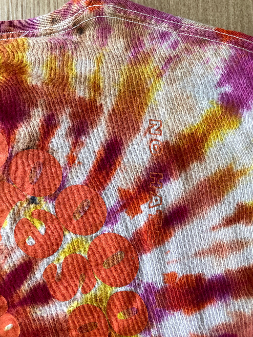 LARGE Men’s Decent Humans Choose Love Handmade Tie Dye T-Shirt | Pink and Orange Long Sleeve Tee