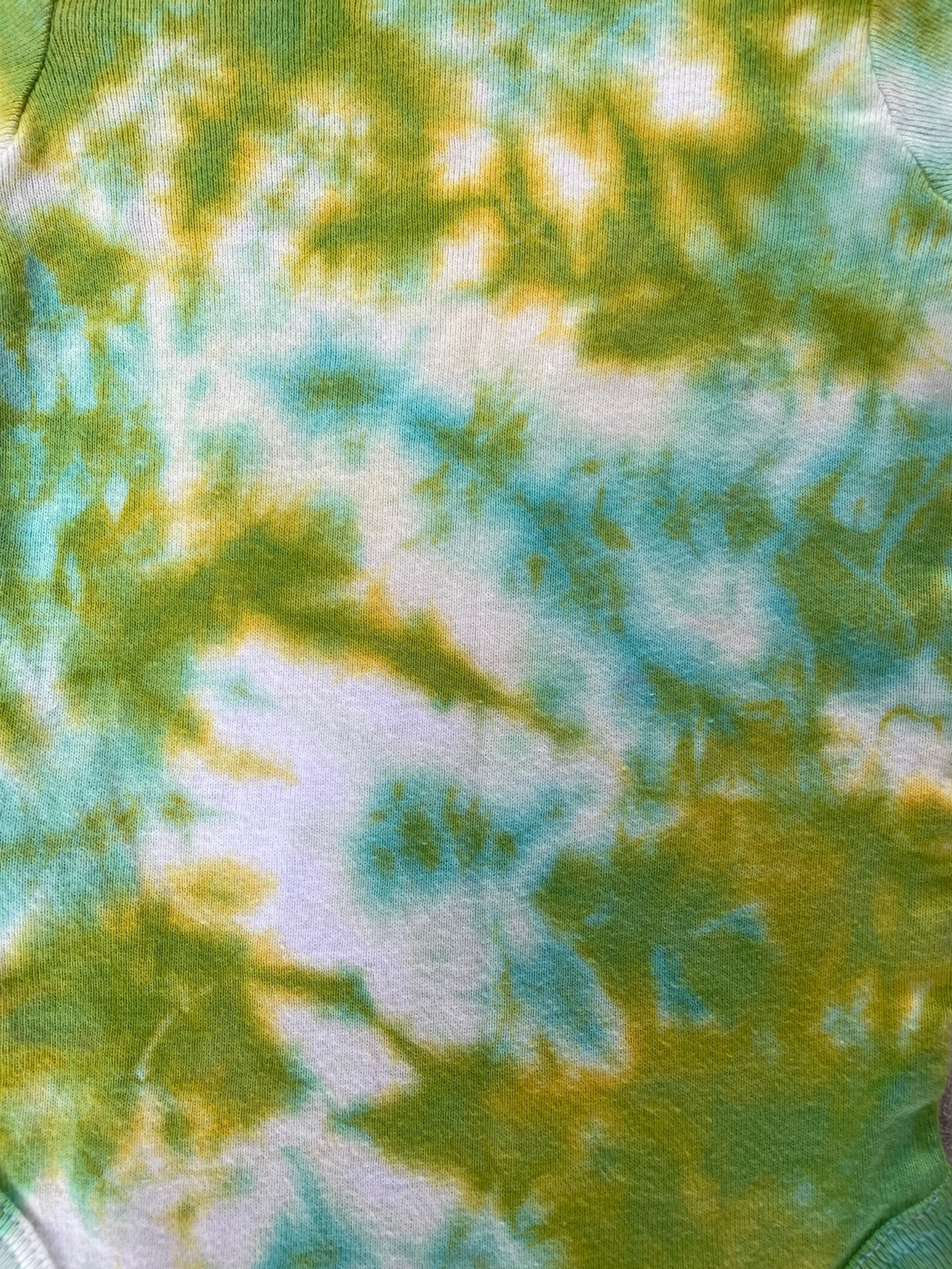 3-6 MO Green and Yellow Send It Climbing Shoe Long Sleeve Tie Dye Baby Onesie