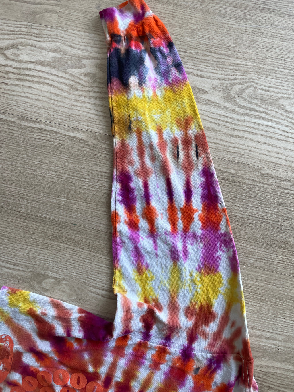 LARGE Men’s Decent Humans Choose Love Handmade Tie Dye T-Shirt | Pink and Orange Long Sleeve Tee