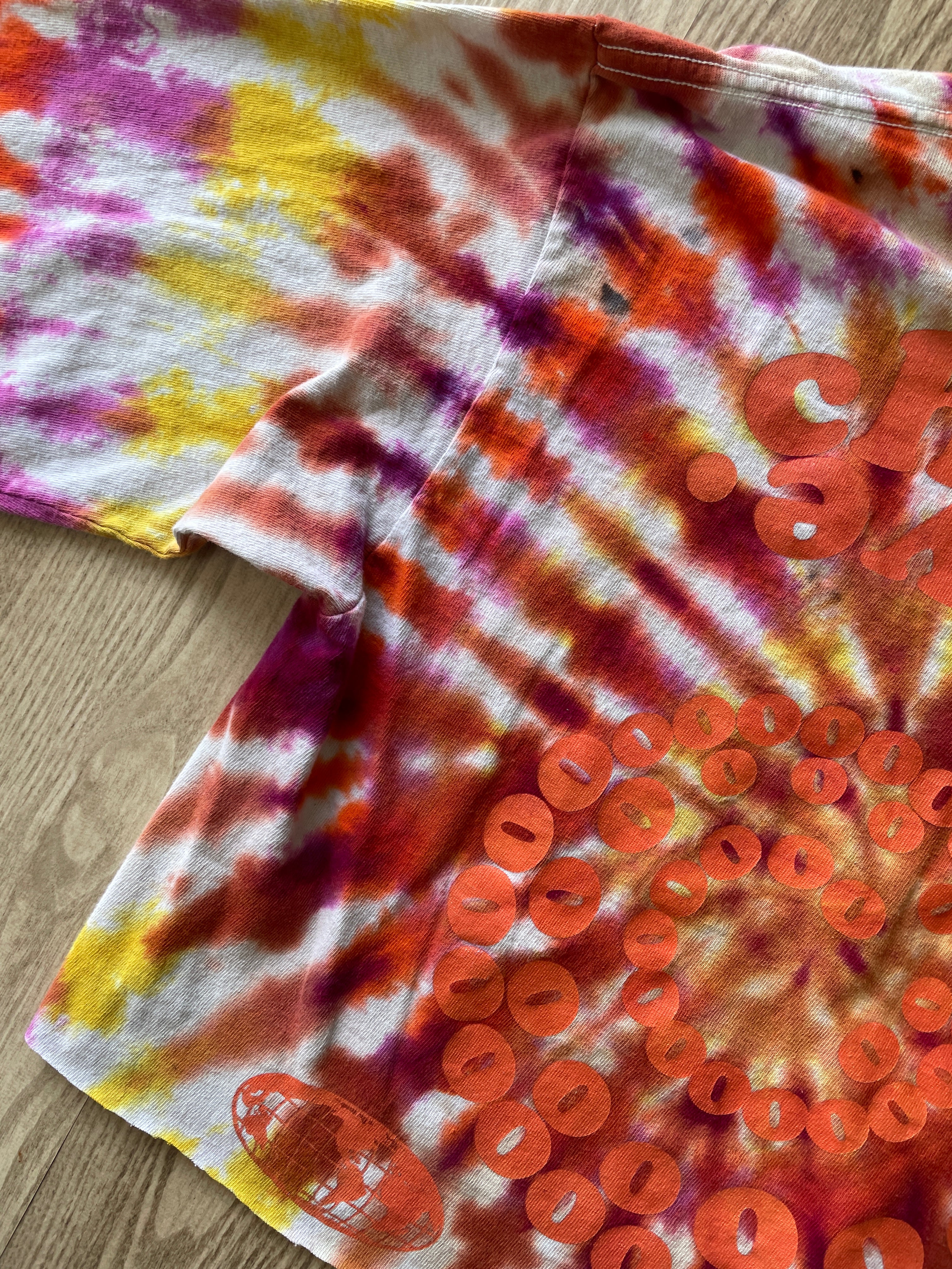 LARGE Men’s Decent Humans Choose Love Handmade Tie Dye T-Shirt | Pink and Orange Long Sleeve Tee