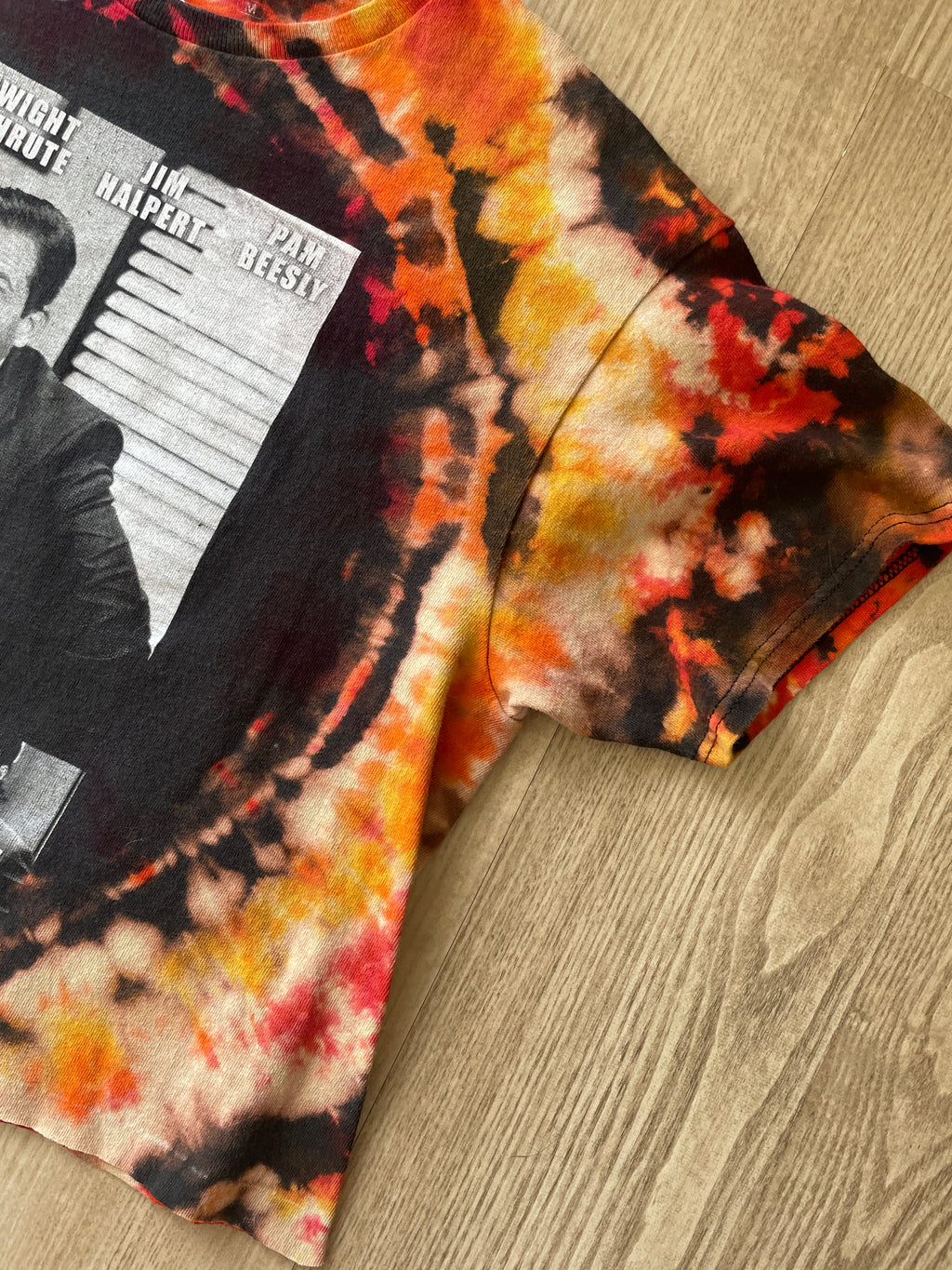 Medium Men’s First Episode of The Office Handmade Tie Dye T-Shirt | Black, Red, and Orange Tie Dye Short Sleeve