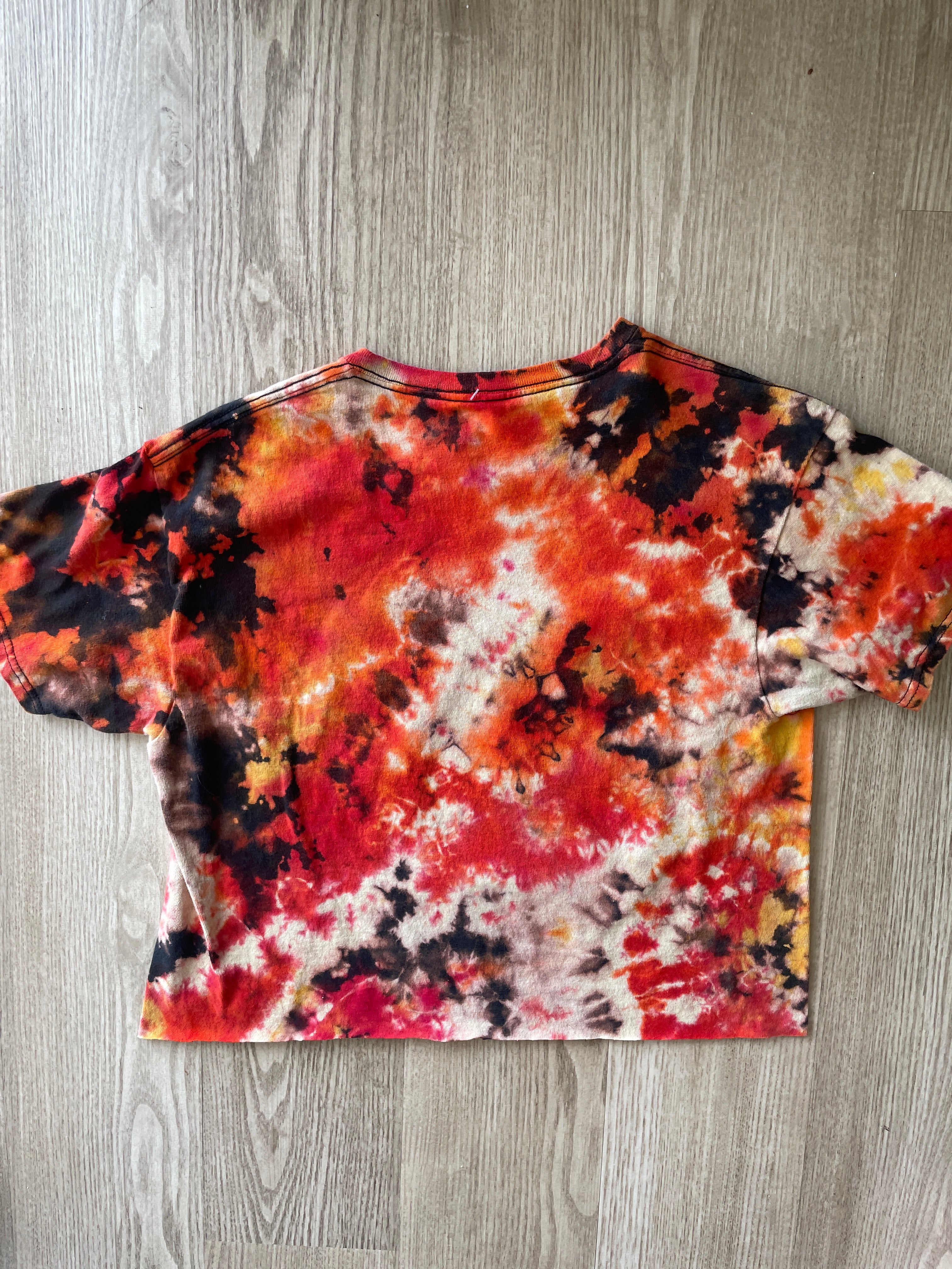 Medium Men’s First Episode of The Office Handmade Tie Dye T-Shirt | Black, Red, and Orange Tie Dye Short Sleeve