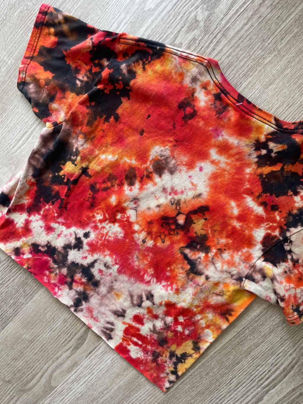 Medium Men’s First Episode of The Office Handmade Tie Dye T-Shirt | Black, Red, and Orange Tie Dye Short Sleeve