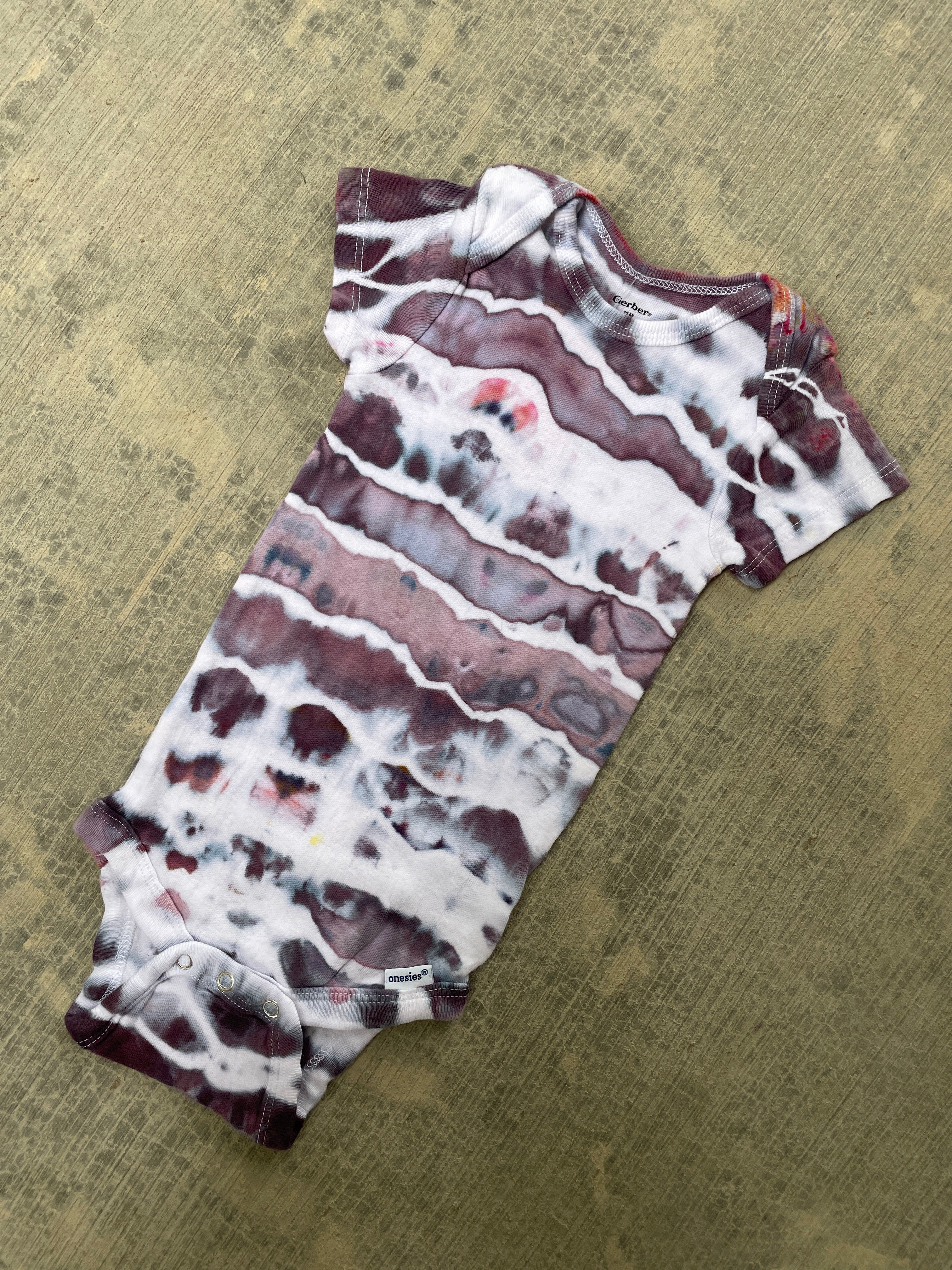 12 MO Purple and Gray Geode Dye Short Sleeve Baby Onesie