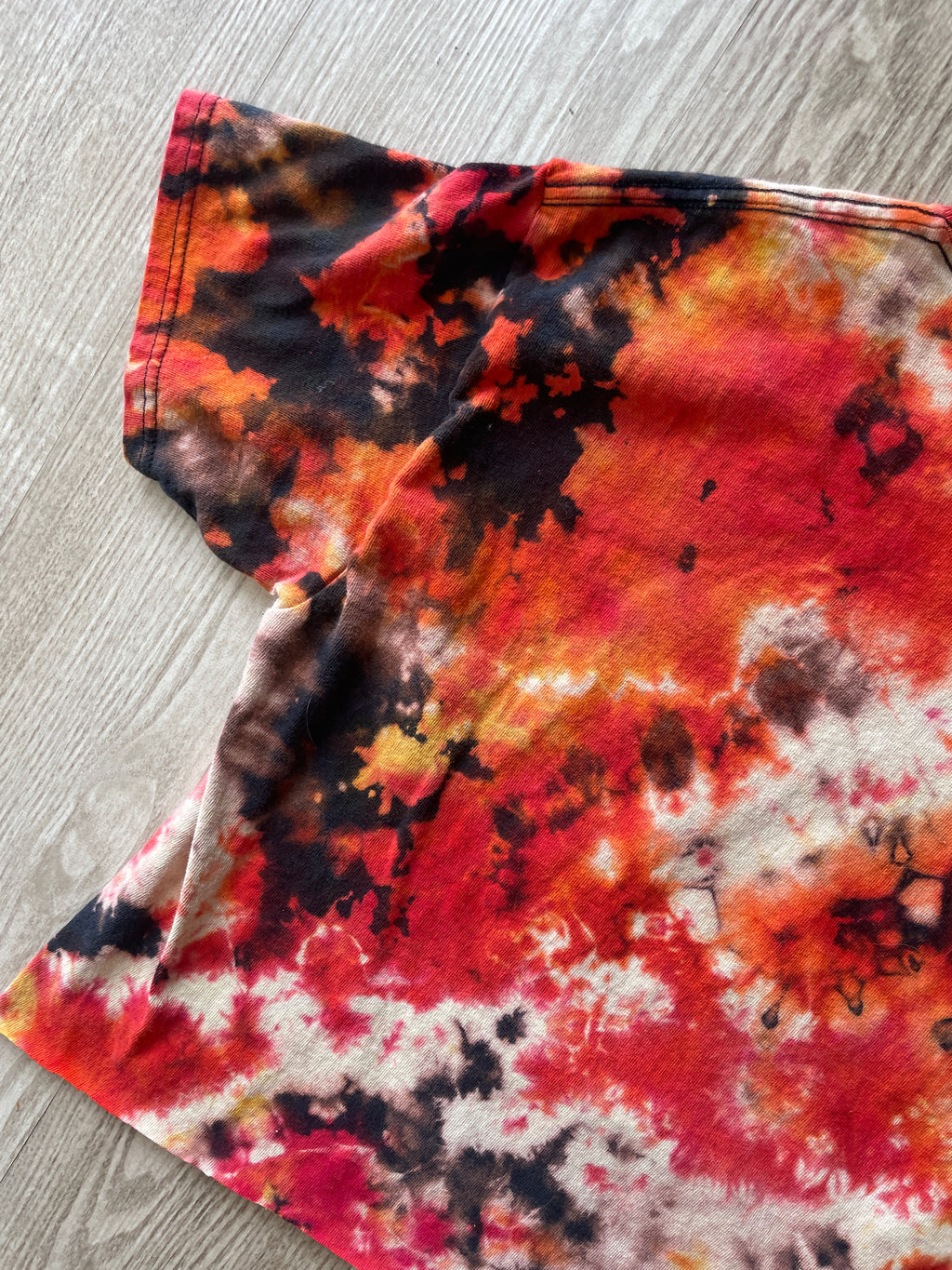 Medium Men’s First Episode of The Office Handmade Tie Dye T-Shirt | Black, Red, and Orange Tie Dye Short Sleeve