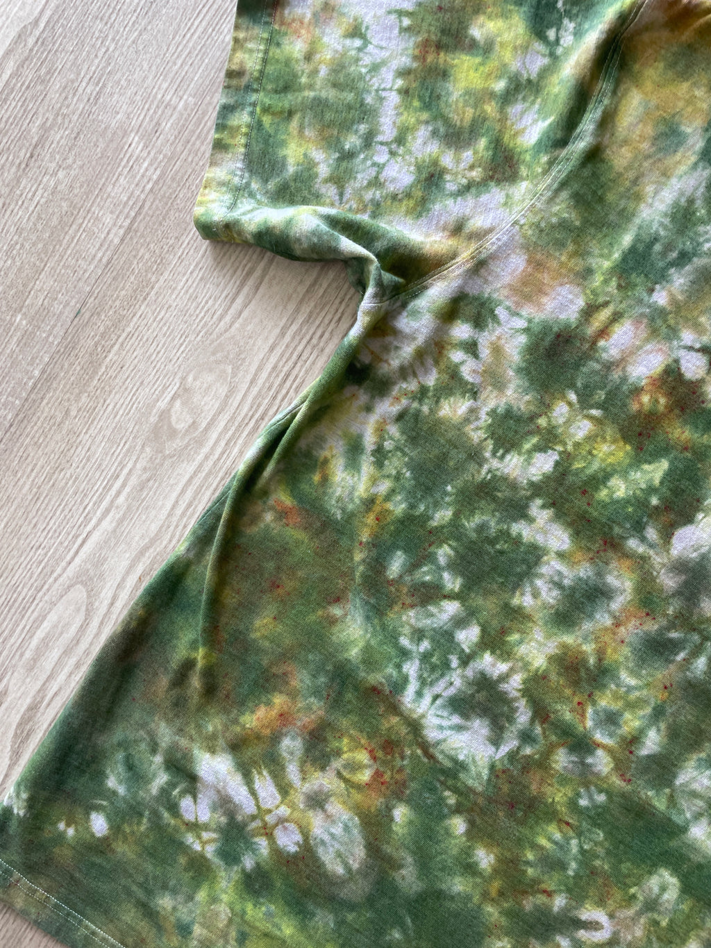 XL Men’s Carhartt Handmade Tie Dye T-Shirt with Breast Pocket | One-Of-a-Kind Green, Yellow, and Gray Short Sleeve