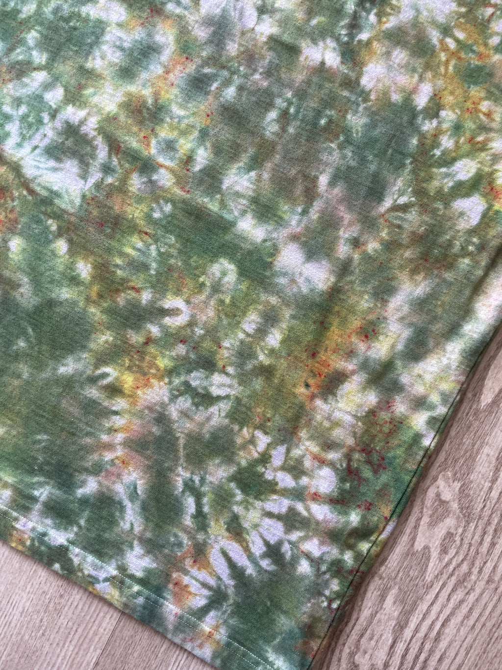 XL Men’s Carhartt Handmade Tie Dye T-Shirt with Breast Pocket | One-Of-a-Kind Green, Yellow, and Gray Short Sleeve