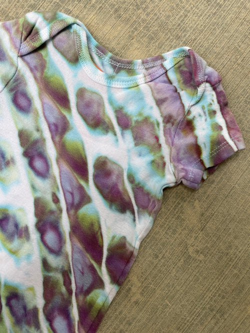 12 MO Purple, Blue, and Green Geode Short Sleeve Tie Dye Baby Onesie