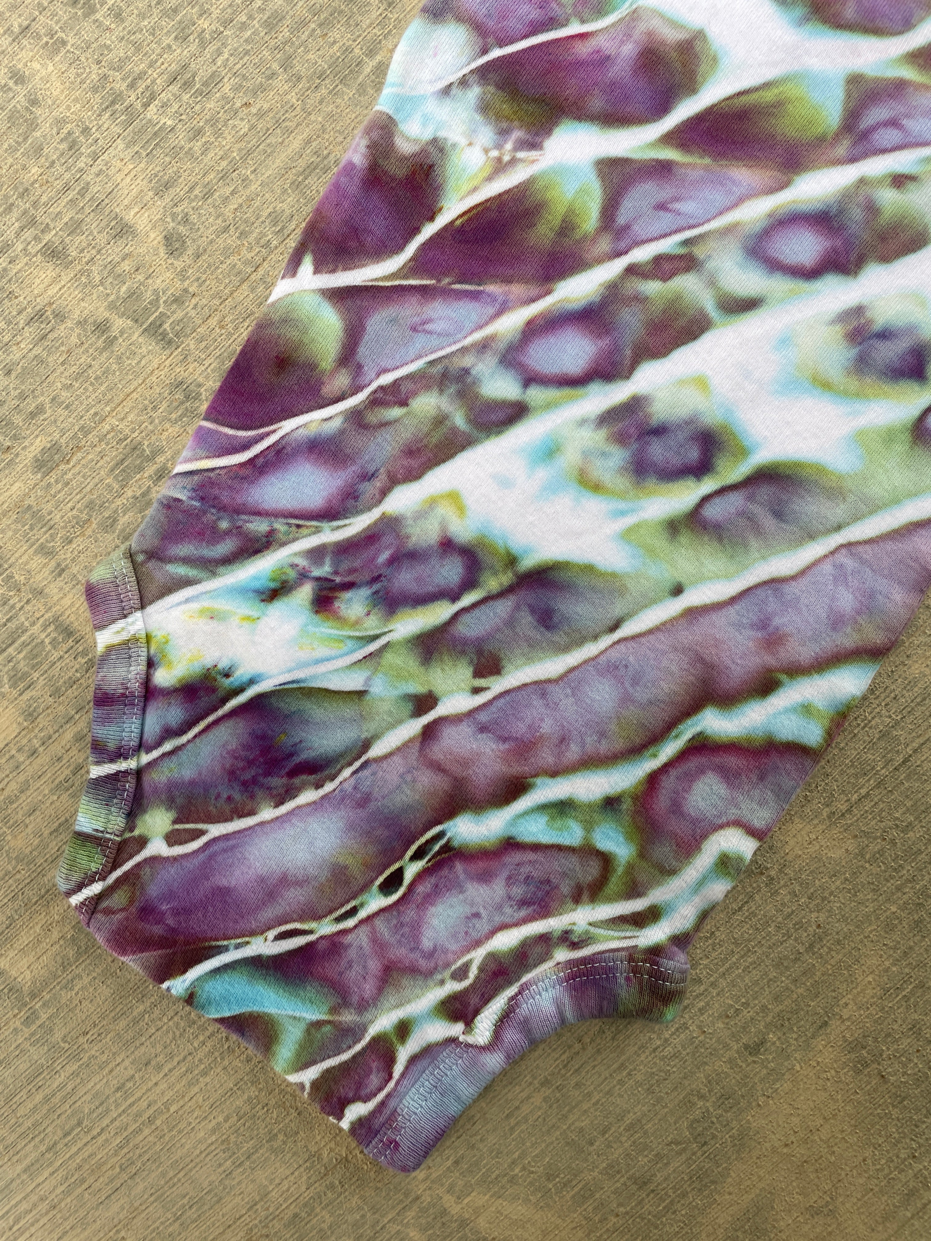 12 MO Purple, Blue, and Green Geode Short Sleeve Tie Dye Baby Onesie