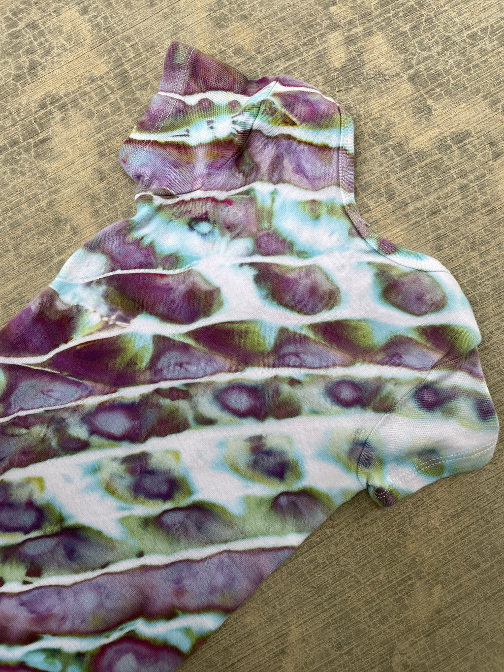 12 MO Purple, Blue, and Green Geode Short Sleeve Tie Dye Baby Onesie