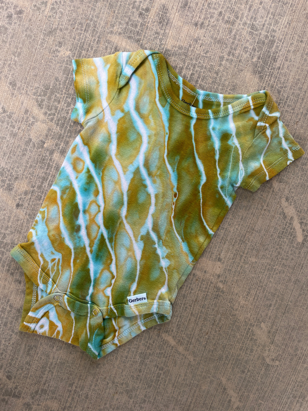 0-3 MO Green and Blue Geode Short Sleeve Tie Dye Baby Onesie