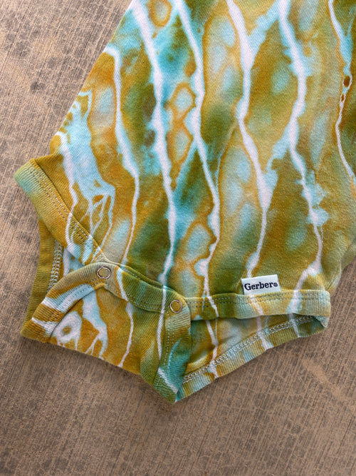0-3 MO Green and Blue Geode Short Sleeve Tie Dye Baby Onesie