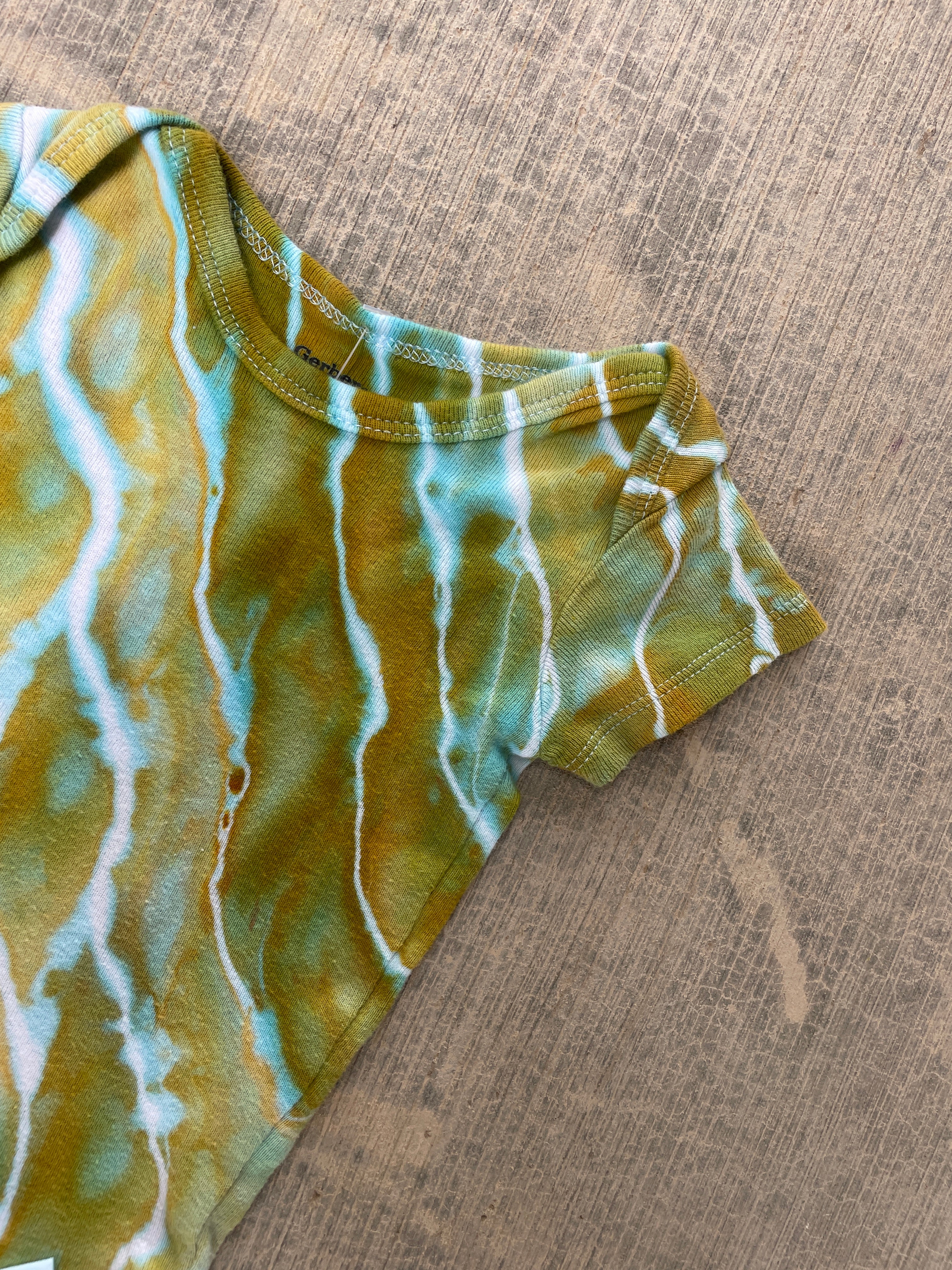 0-3 MO Green and Blue Geode Short Sleeve Tie Dye Baby Onesie