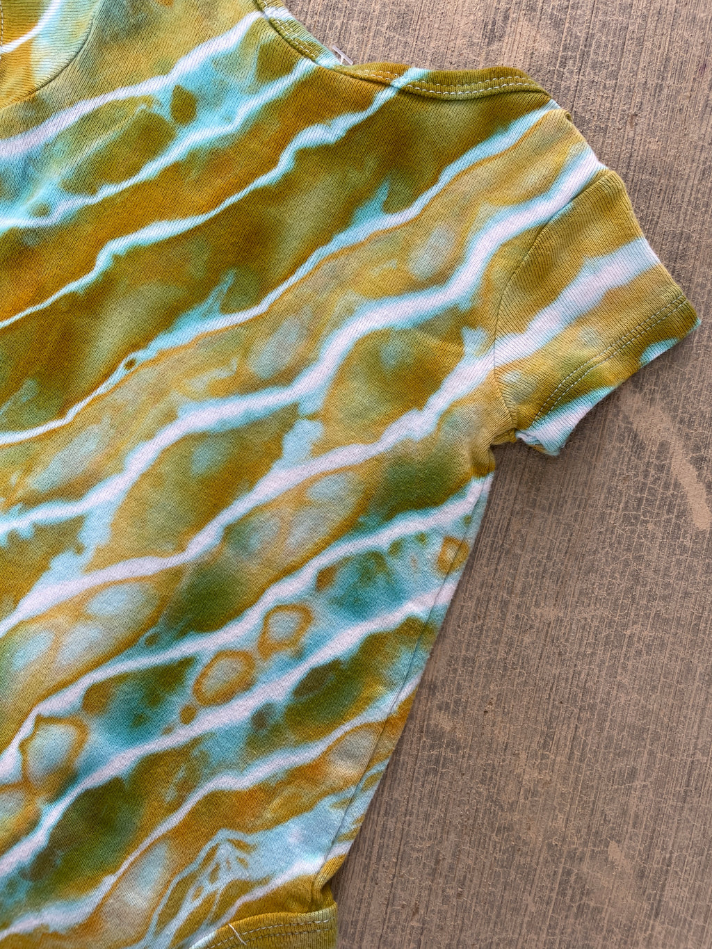 0-3 MO Green and Blue Geode Short Sleeve Tie Dye Baby Onesie